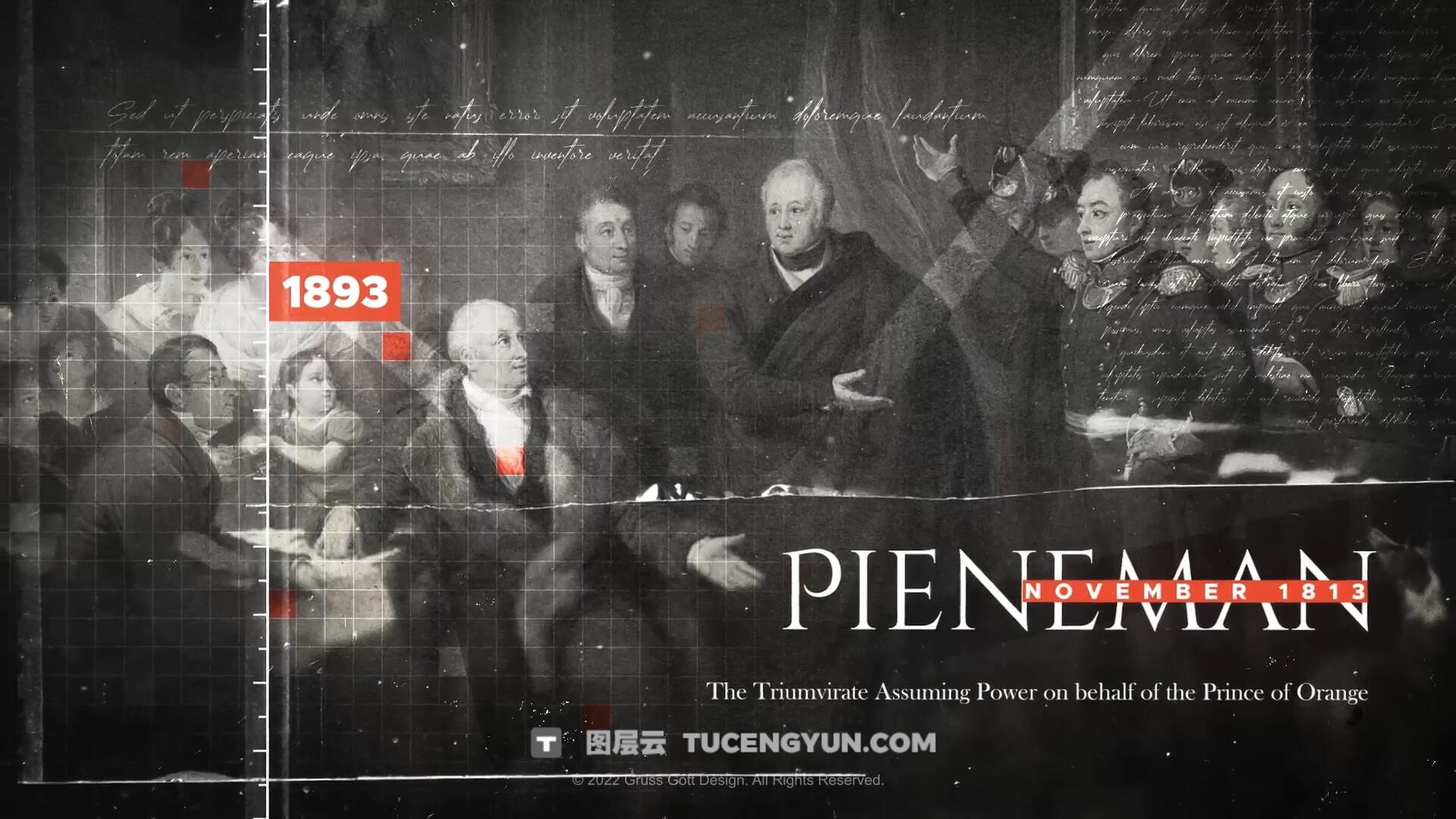 AE/PR模板：黑白战争历史纪录片时间线大事记短片模板（14059）图层云