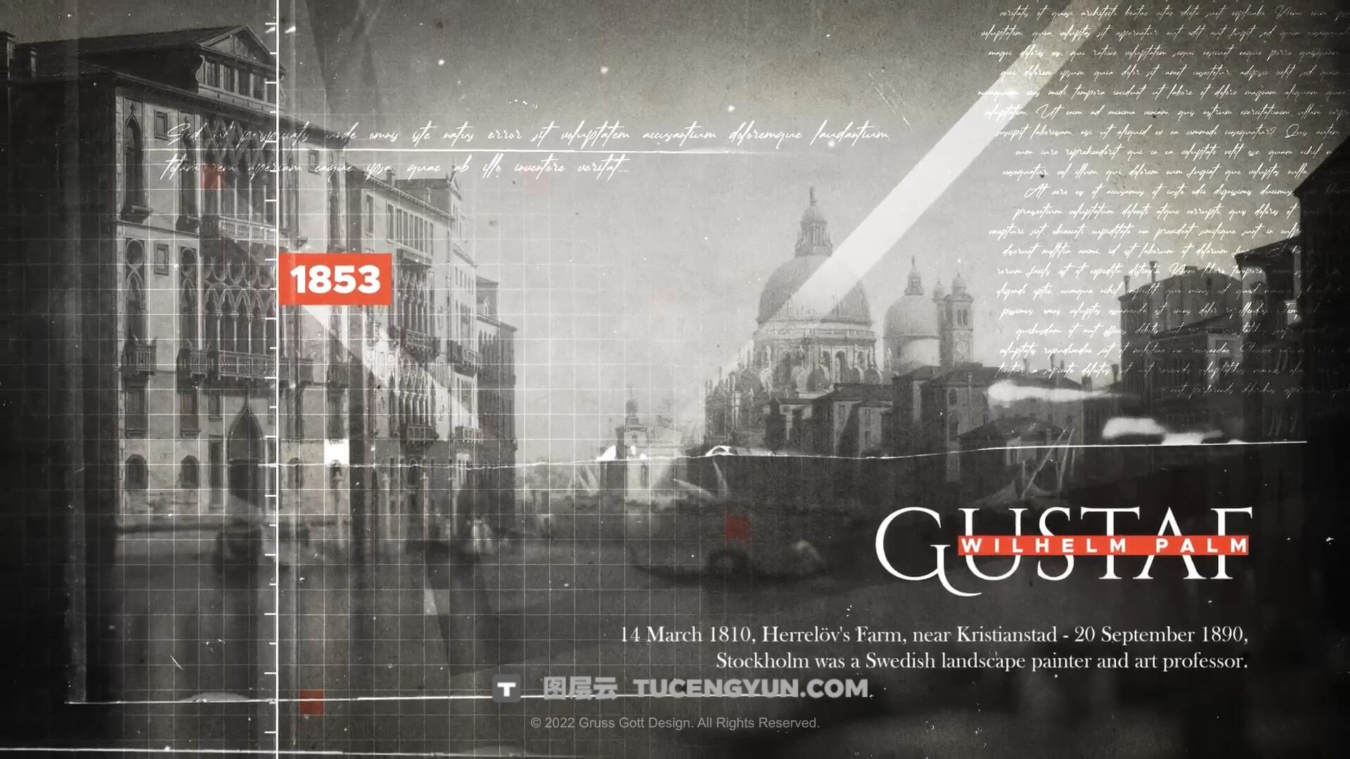 AE/PR模板：黑白战争历史纪录片时间线大事记短片模板（14059）图层云