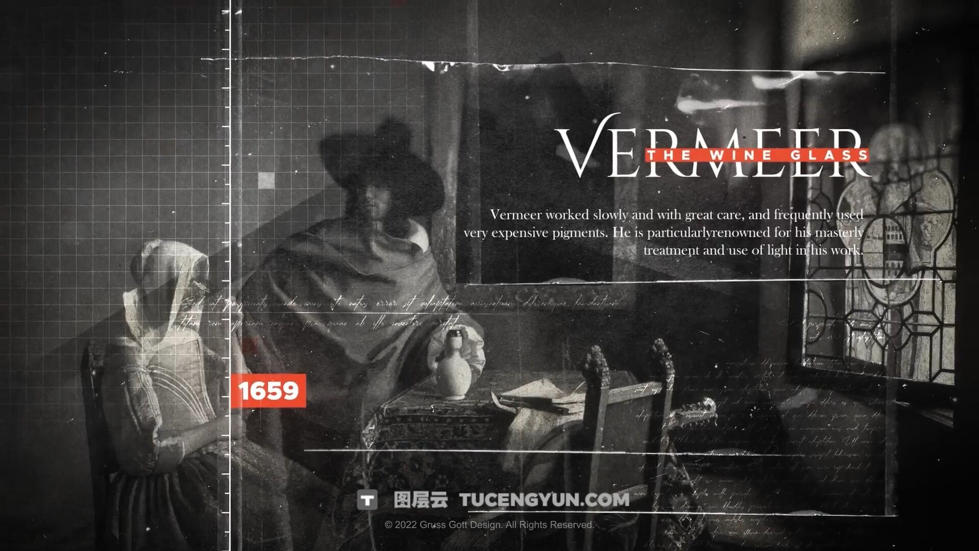 AE/PR模板：黑白战争历史纪录片时间线大事记短片模板（14059）图层云