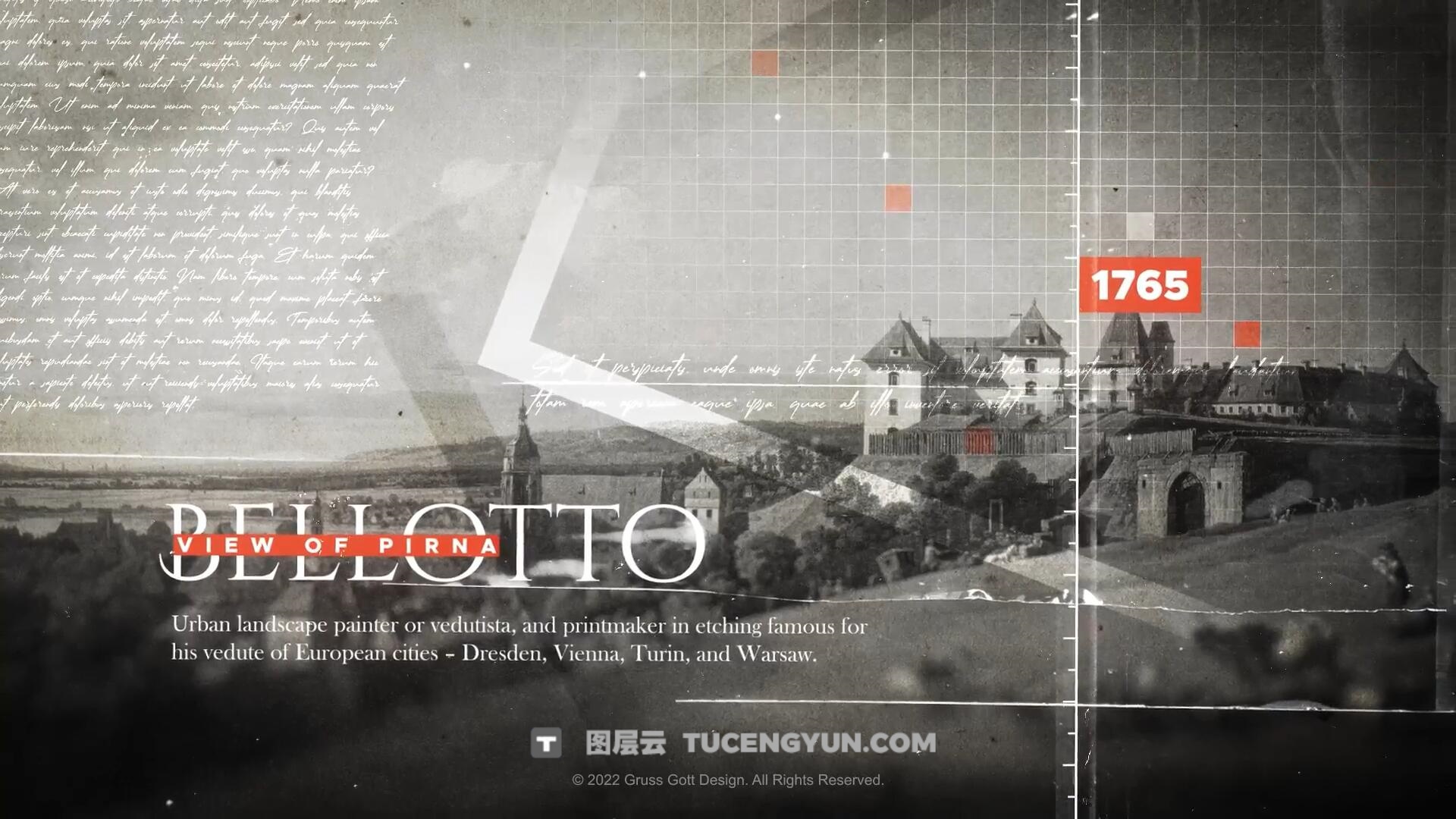 AE/PR模板：黑白战争历史纪录片时间线大事记短片模板（14059）图层云