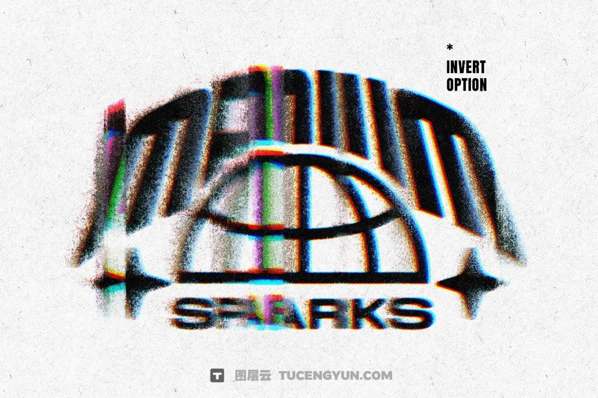 混乱模糊柔化边缘颗粒晕染故障失真LOGO文本标题PSD特效样机 Glitch Distort Text & Logo Effect（14061）图层云