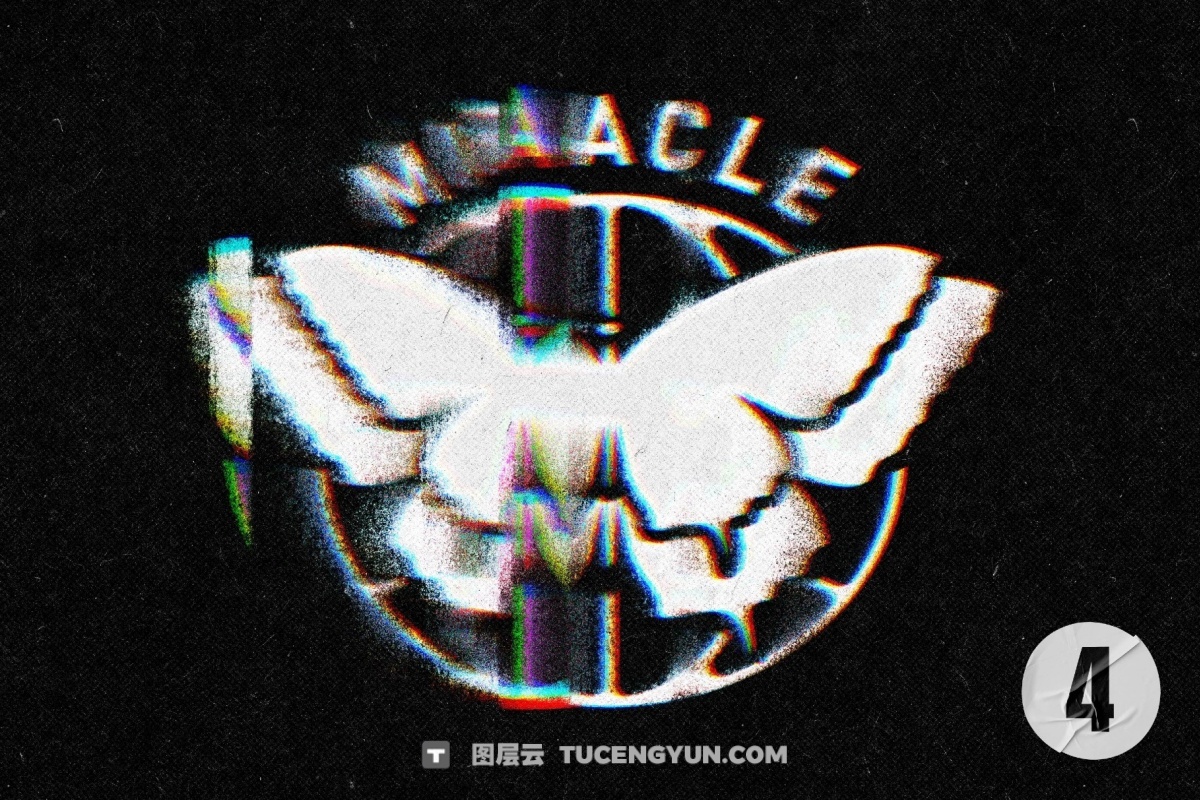 混乱模糊柔化边缘颗粒晕染故障失真LOGO文本标题PSD特效样机 Glitch Distort Text & Logo Effect（14061）图层云