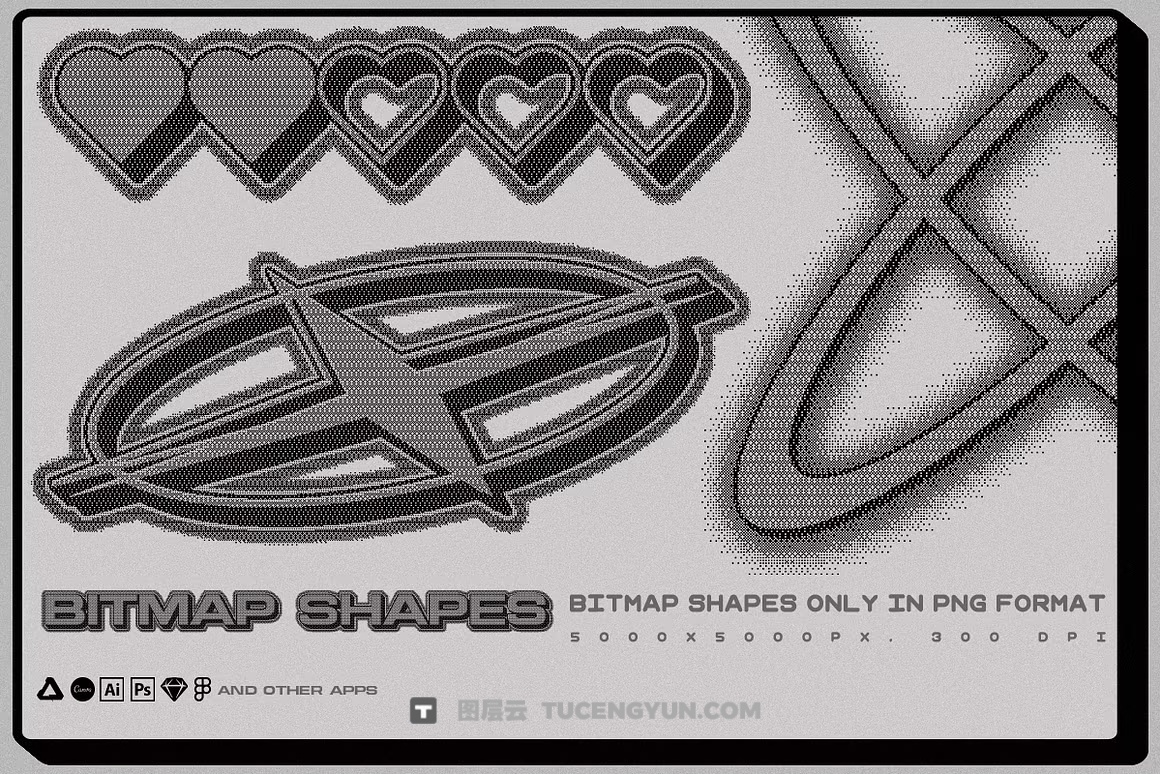 150款复古千禧Y2K美学流行文化像素位图矢量图形设计元素套装 Y2K Toolkit – Vector Shapes, Bitmap,Text Effect（14067）图层云