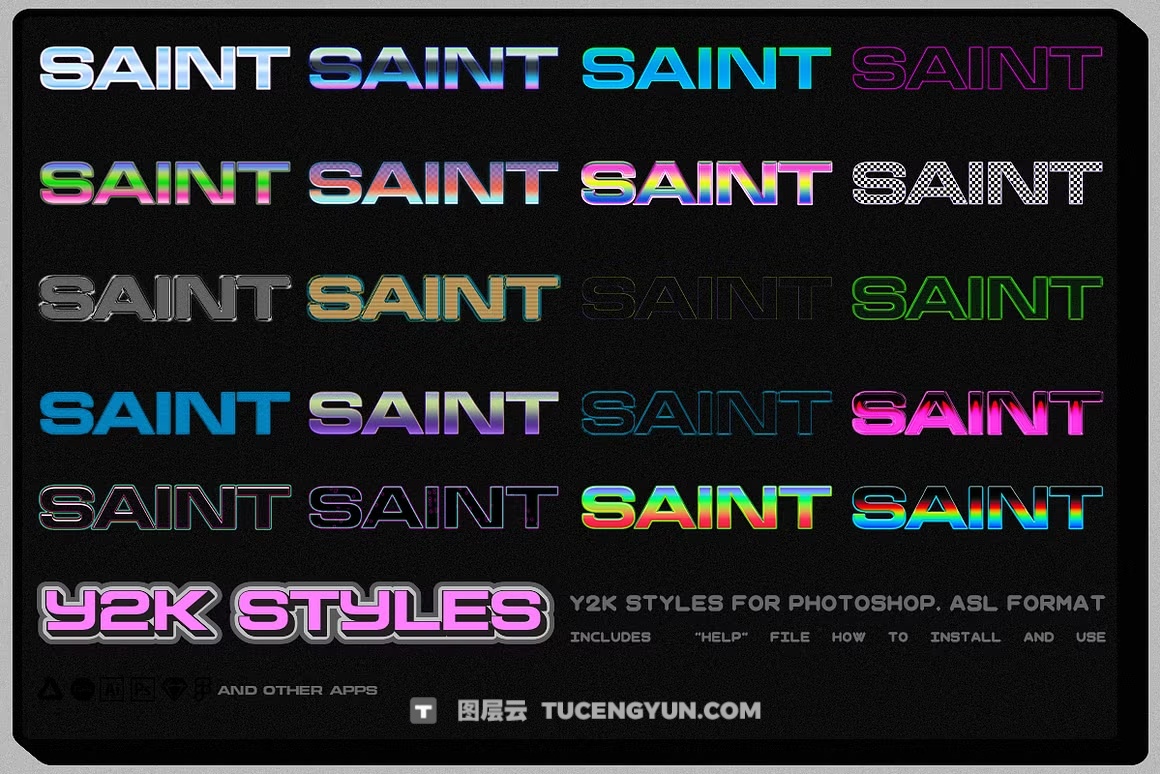 150款复古千禧Y2K美学流行文化像素位图矢量图形设计元素套装 Y2K Toolkit – Vector Shapes, Bitmap,Text Effect（14067）图层云