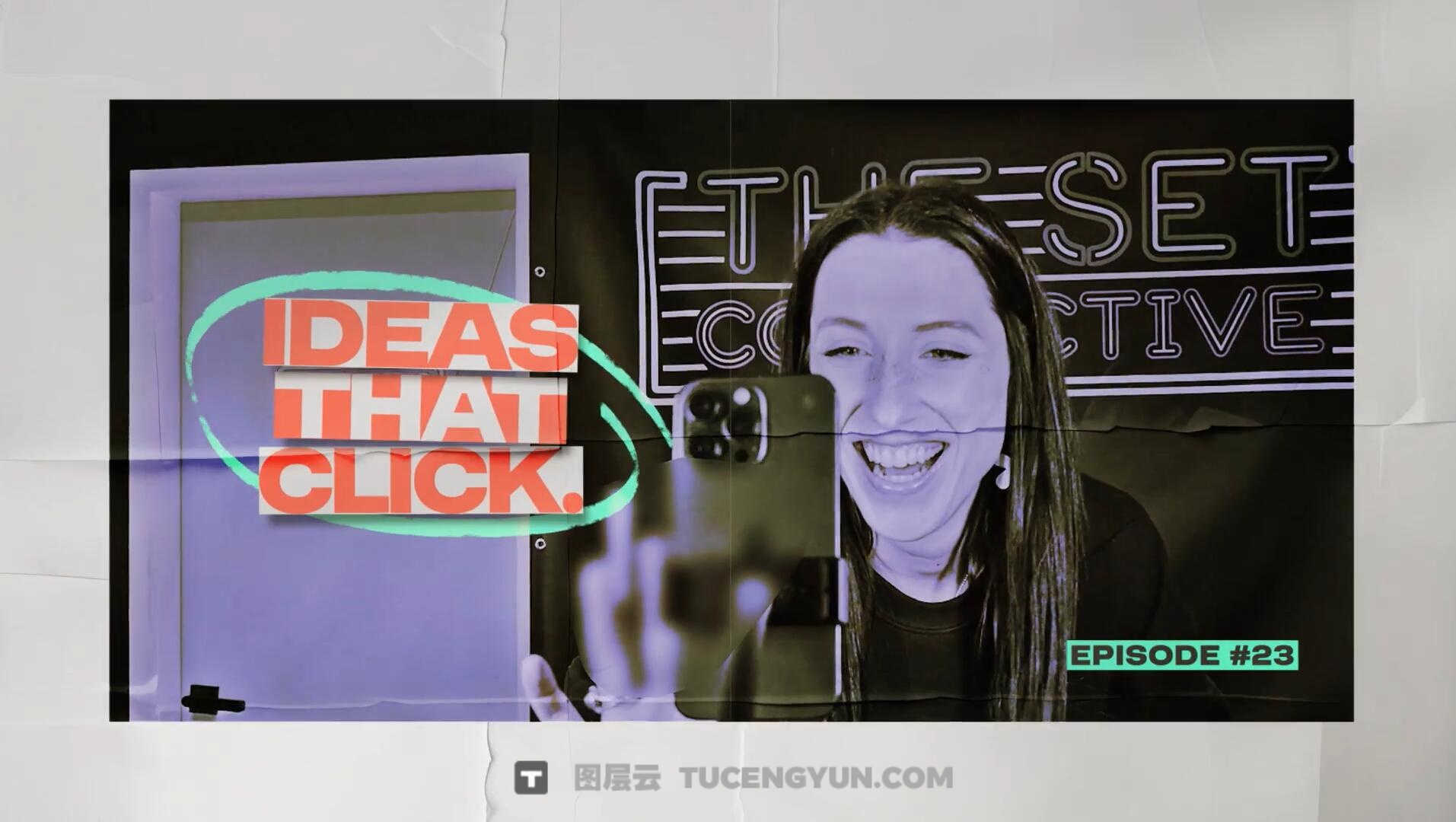 AE模板：大胆时尚粗糙仿旧撕纸艺术脱口秀访谈开场片头（14070）图层云