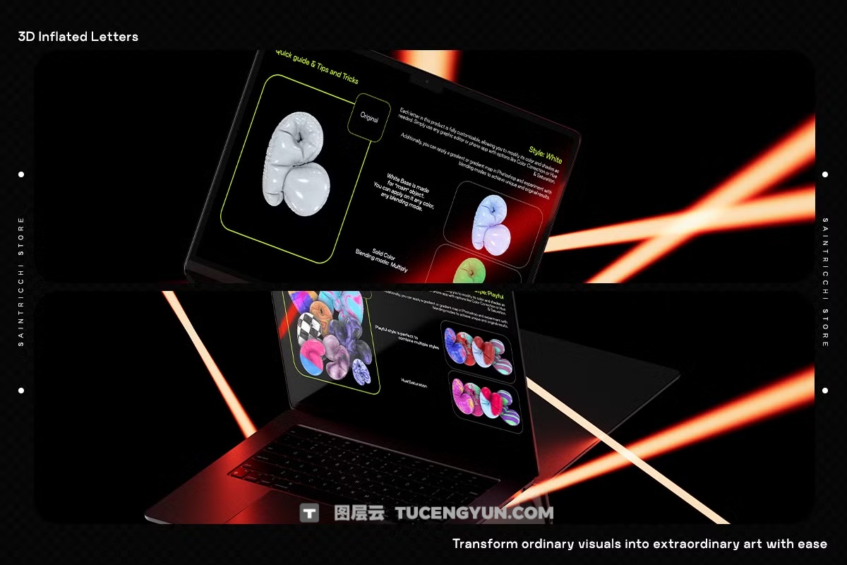 286个复古Y2K风格趣味3D充气膨胀渲染英文大写字母多材质样式装饰封面海报设计PNG素材 Playful Time – 3D Inflated Letters（13083）图层云