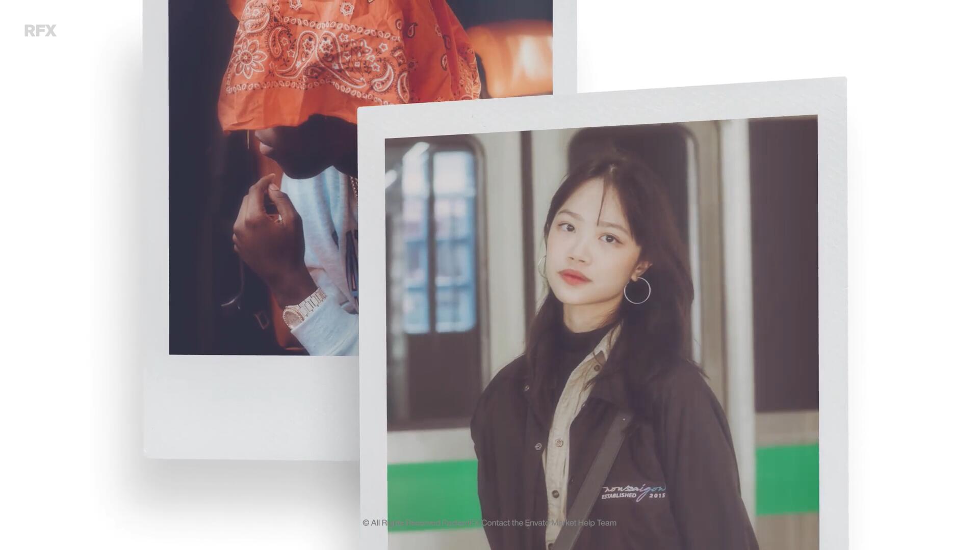 PR模板：复古文艺清新宝丽来边框3D环绕式照片展示（14088）