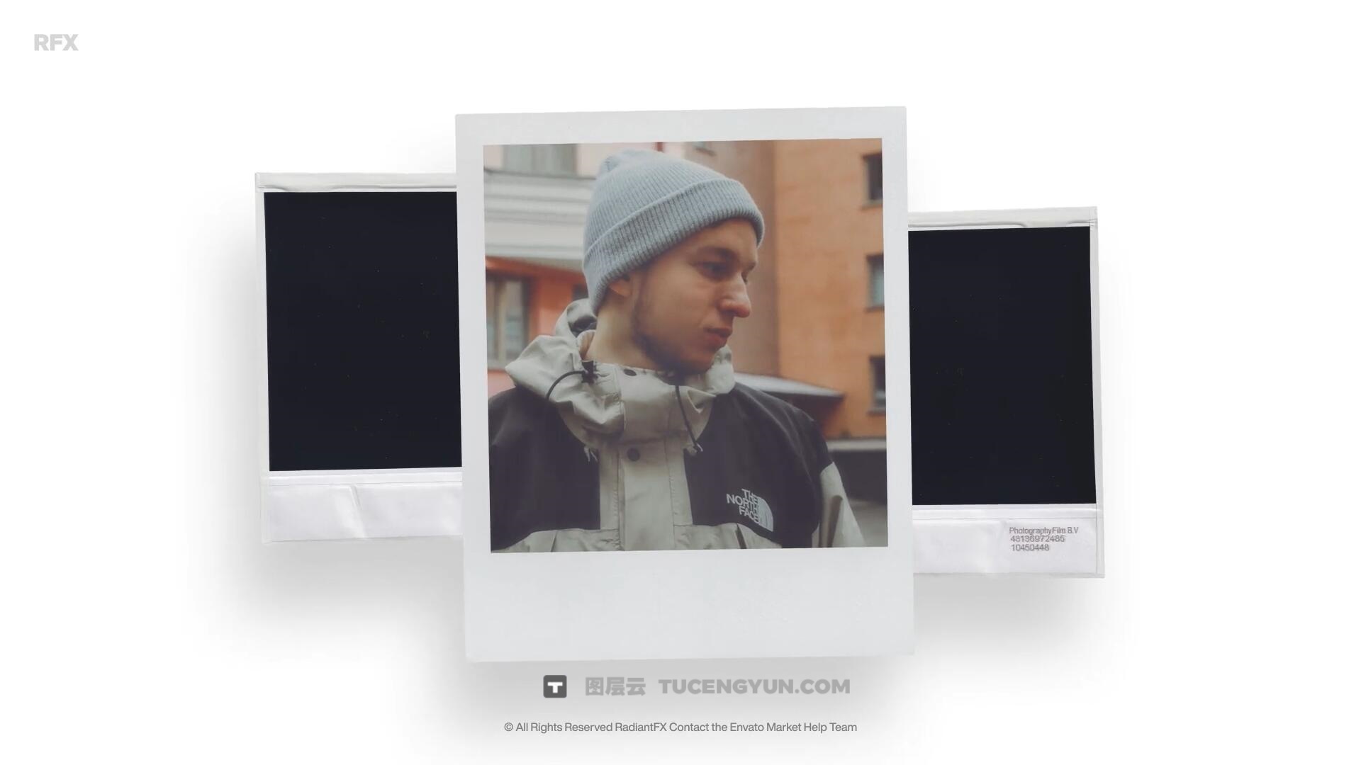 PR模板：复古文艺清新宝丽来边框3D环绕式照片展示（14088）图层云