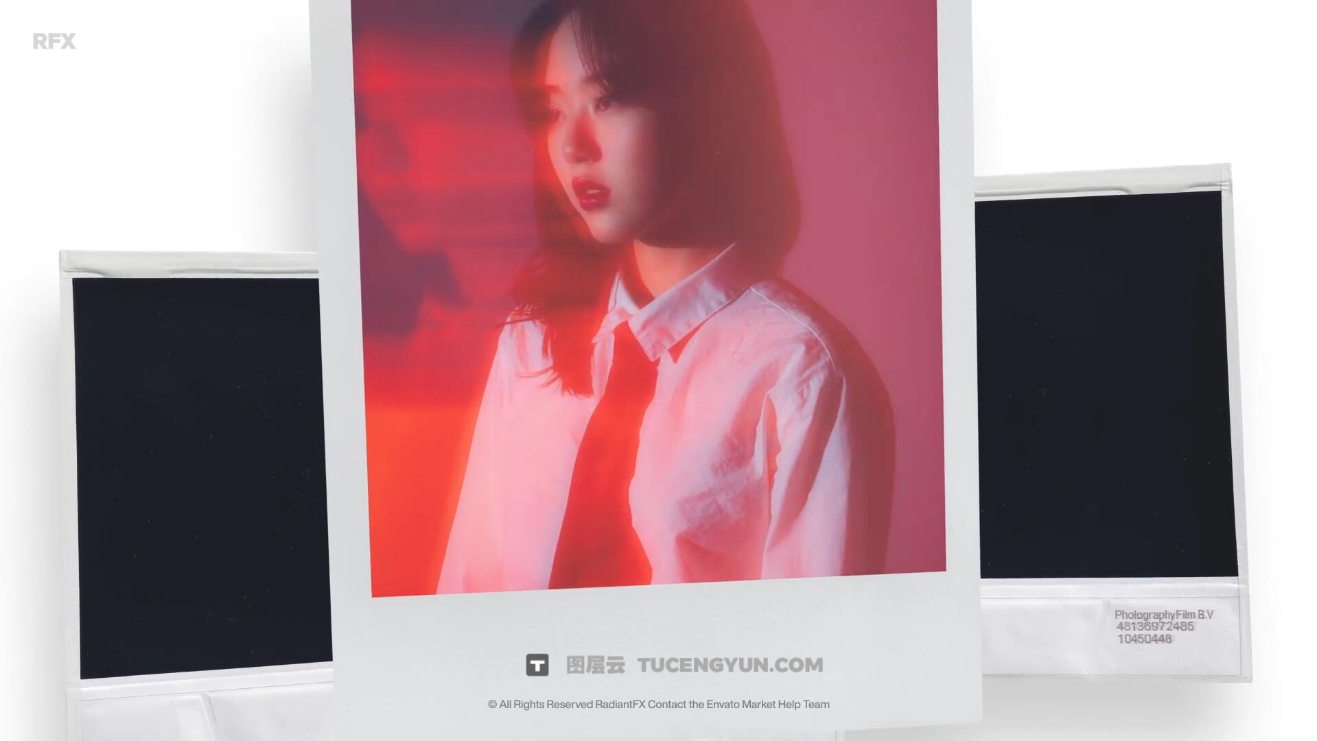 PR模板：复古文艺清新宝丽来边框3D环绕式照片展示（14088）图层云