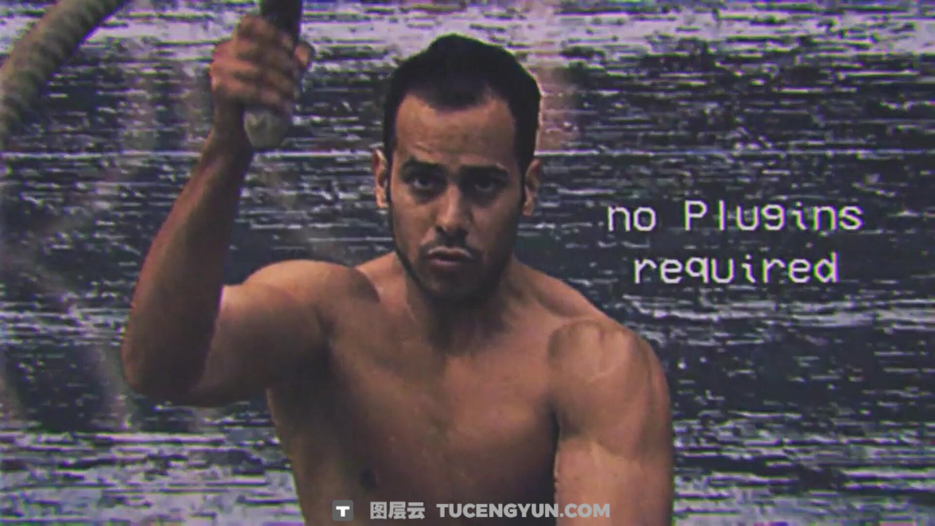 PR模板：复古低画质风格故障VHS录像带人物画面定格动画模板（14090）图层云