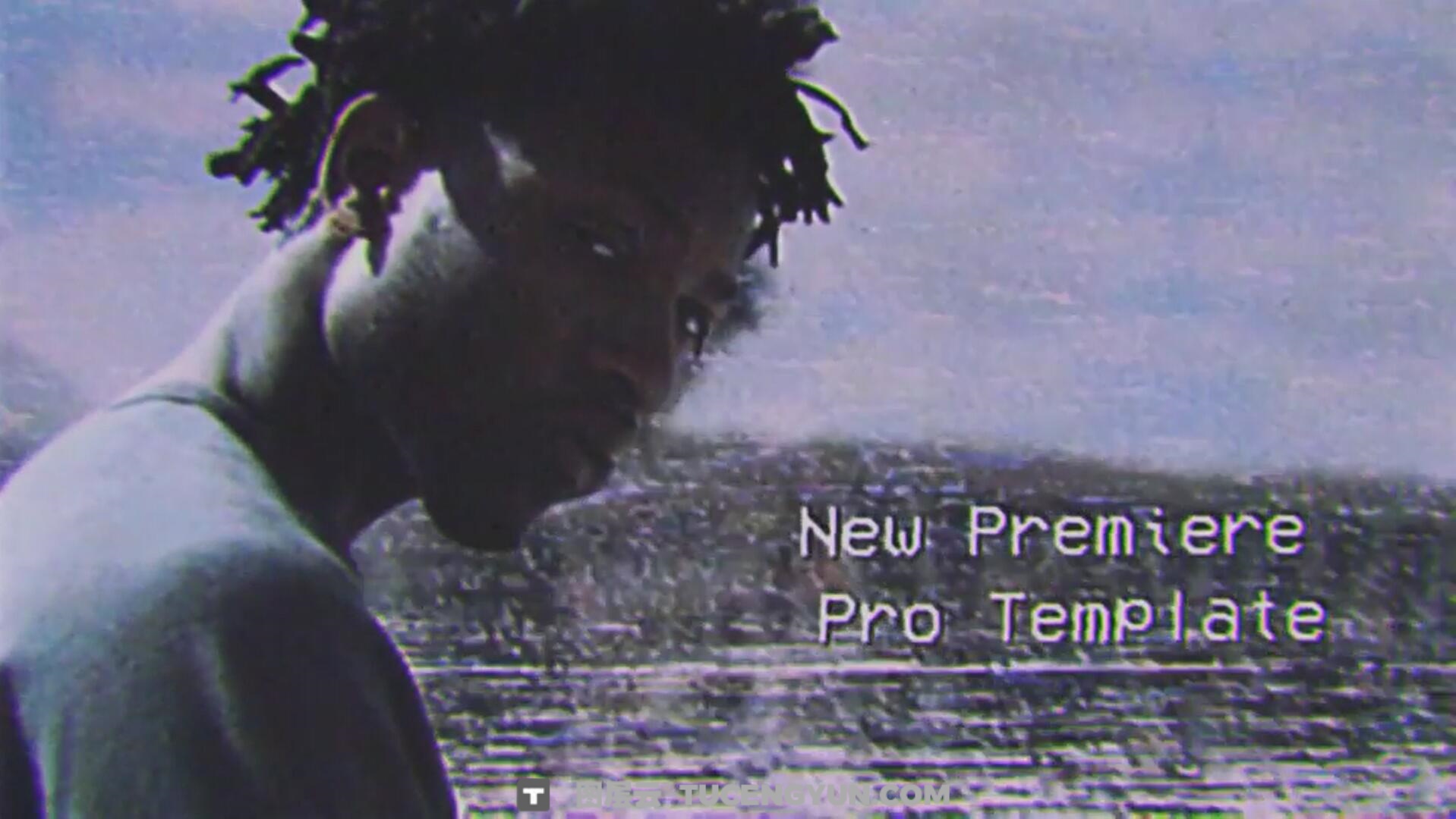 PR模板：复古低画质风格故障VHS录像带人物画面定格动画模板（14090）图层云