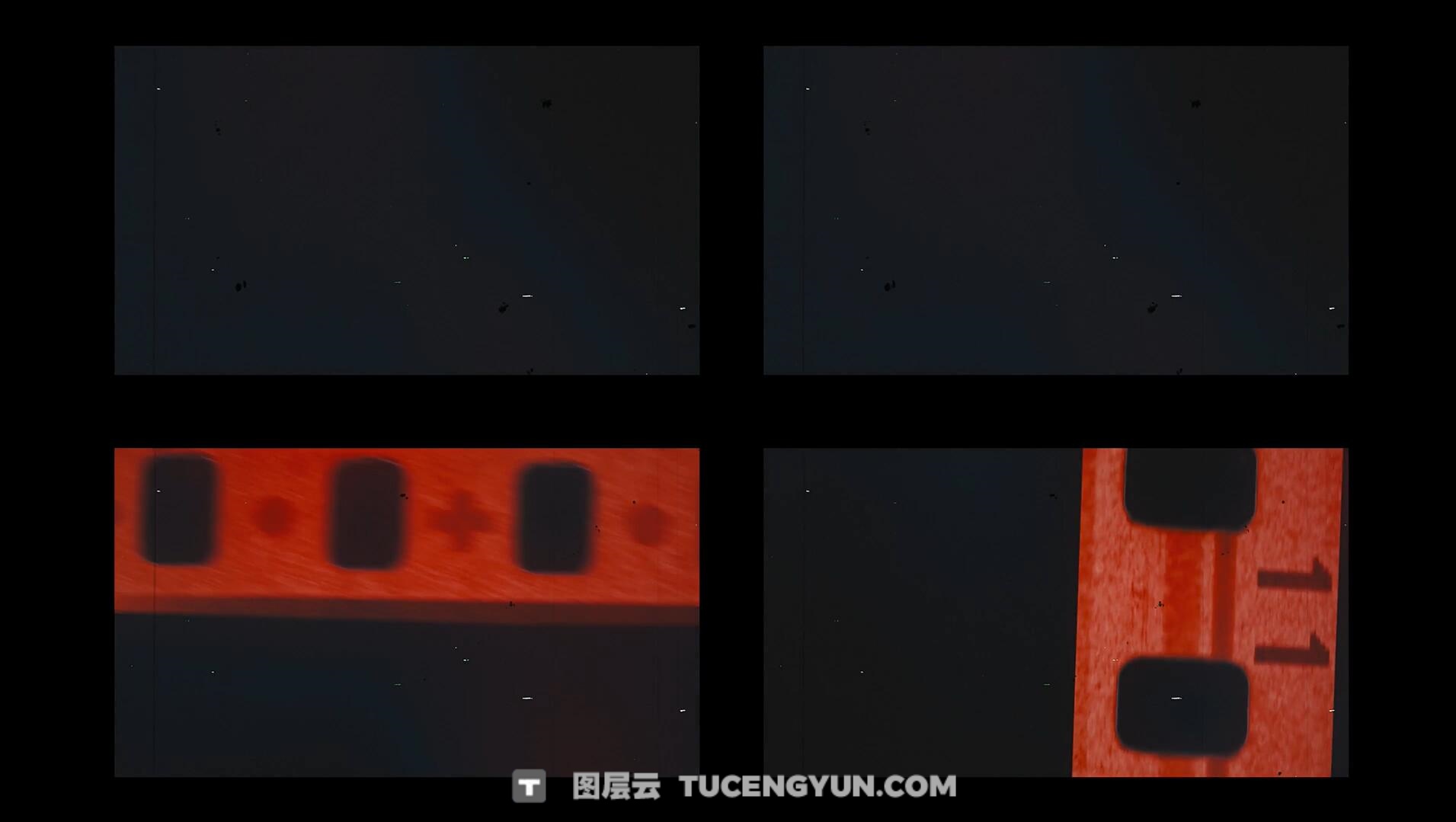 视频素材：10个复古做旧35毫米胶片漏光耀斑划痕4K叠加转场视频素材（14093）图层云