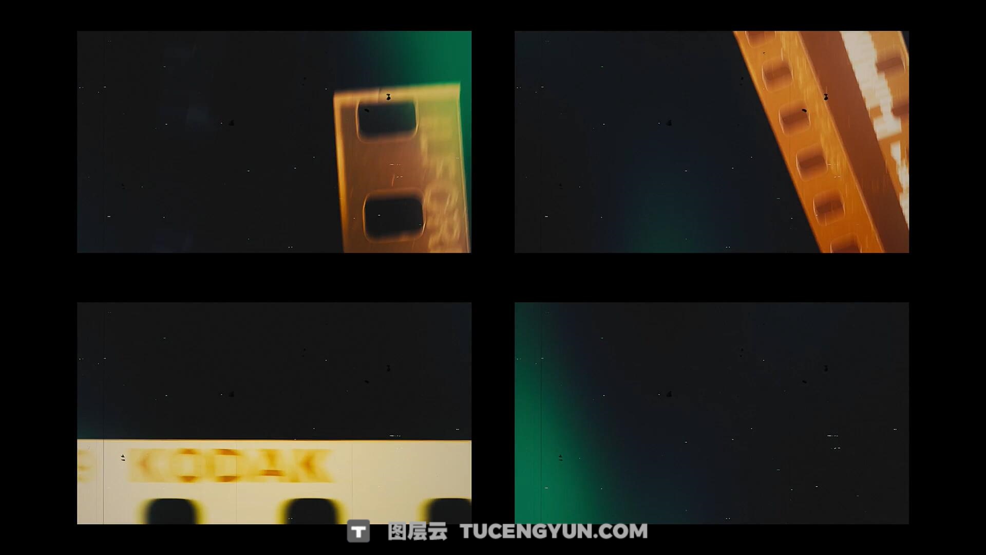 视频素材：10个复古做旧35毫米胶片漏光耀斑划痕4K叠加转场视频素材（14093）图层云