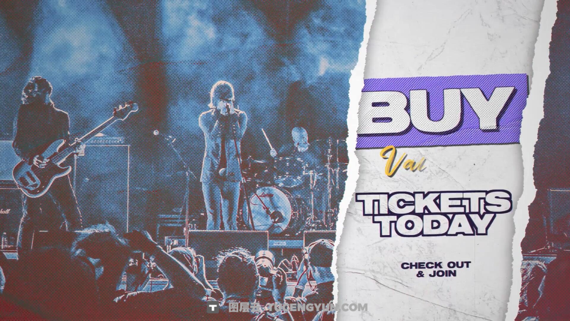 AE模板：美式复古仿旧拼贴艺术褶皱撕纸打开宣传片头模板（14103）图层云