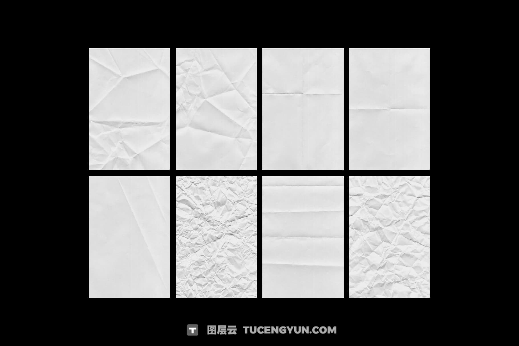 40款真实折痕折叠褶皱JPG纸张背景肌理底纹纹理素材合集 Wrinkled & Folded Papers Collection（14106）图层云