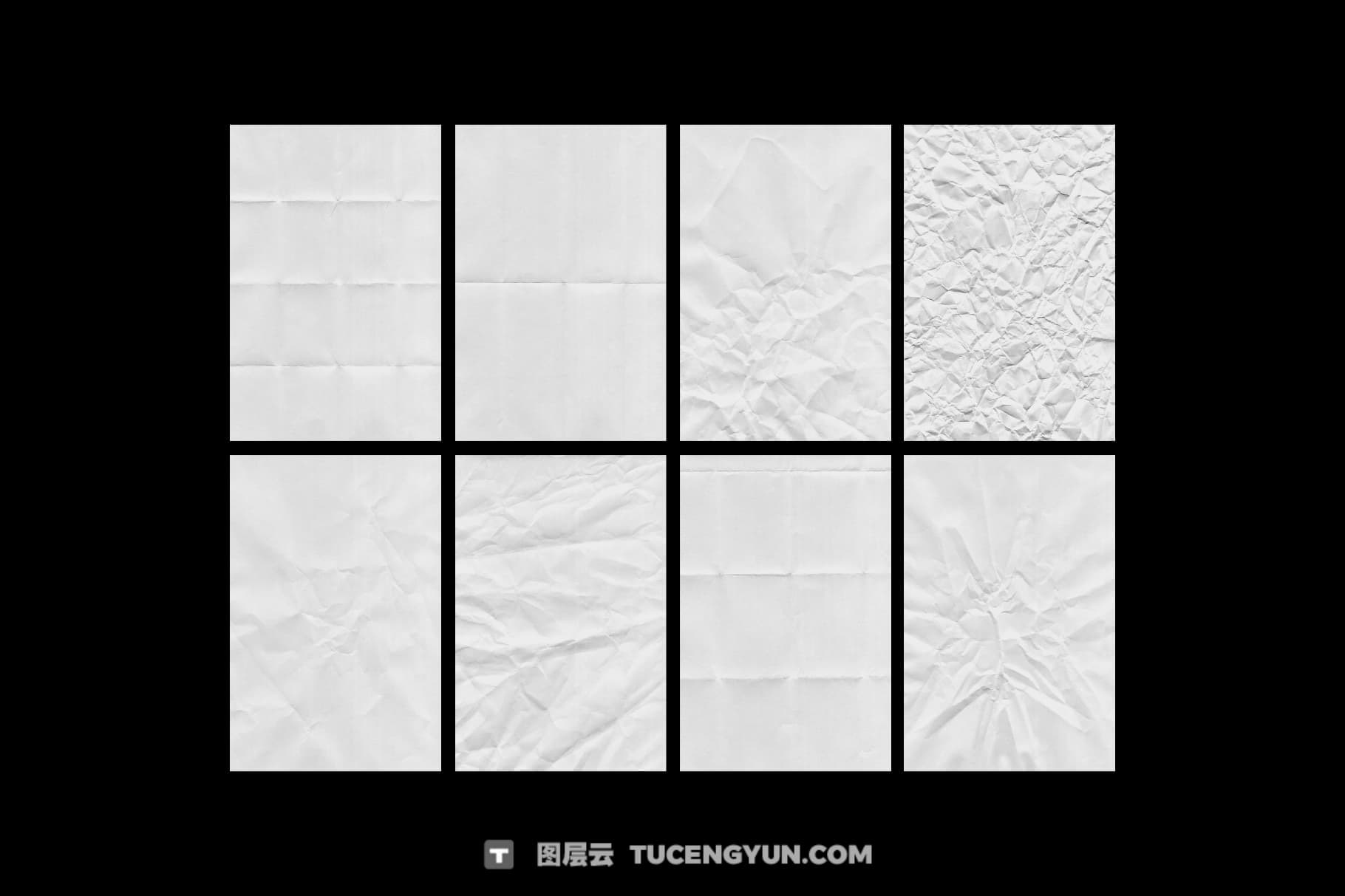 40款真实折痕折叠褶皱JPG纸张背景肌理底纹纹理素材合集 Wrinkled & Folded Papers Collection（14106）图层云