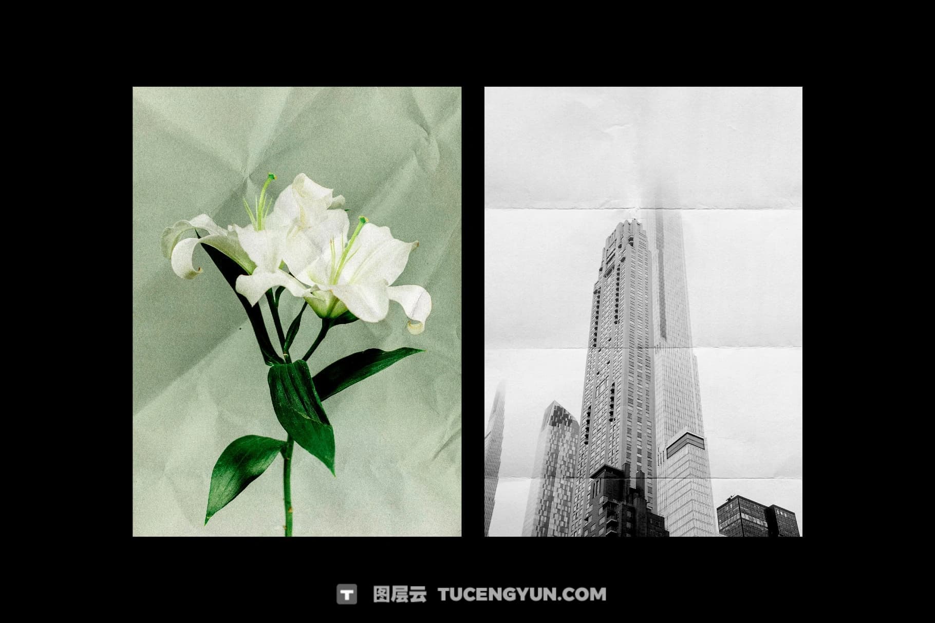 40款真实折痕折叠褶皱JPG纸张背景肌理底纹纹理素材合集 Wrinkled & Folded Papers Collection（14106）图层云