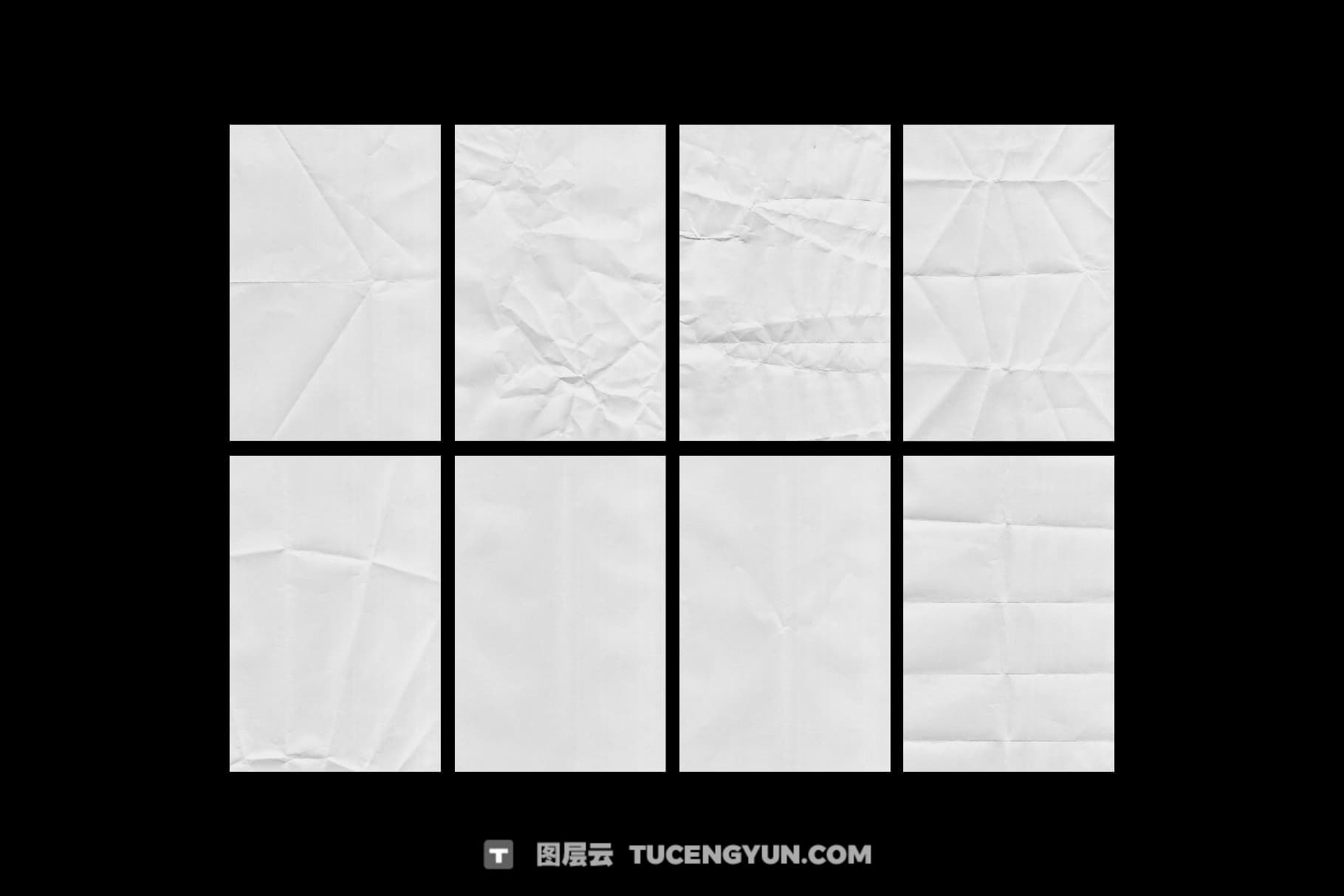40款真实折痕折叠褶皱JPG纸张背景肌理底纹纹理素材合集 Wrinkled & Folded Papers Collection（14106）图层云