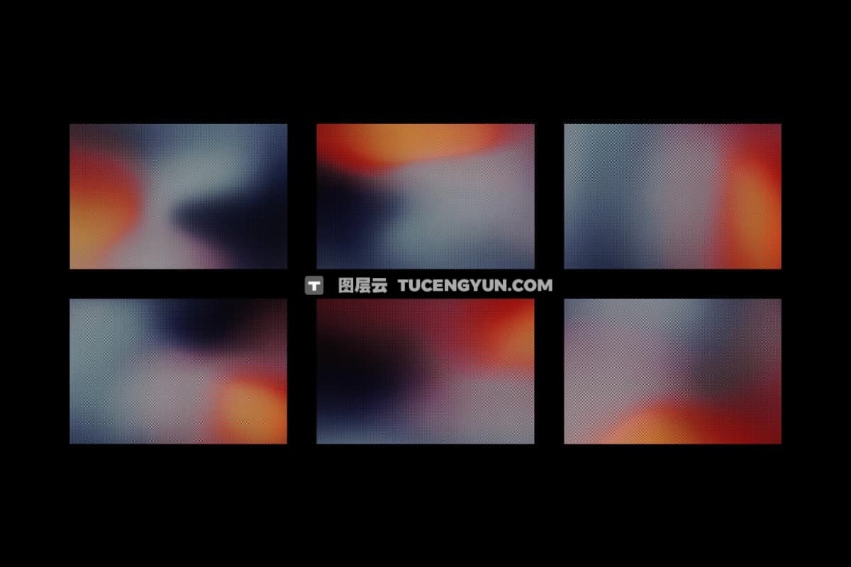 18个高质量复古弥散光渐变半调网格点阵JPG背景肌理图片素材 Gradient Halftone Textures（14107）图层云