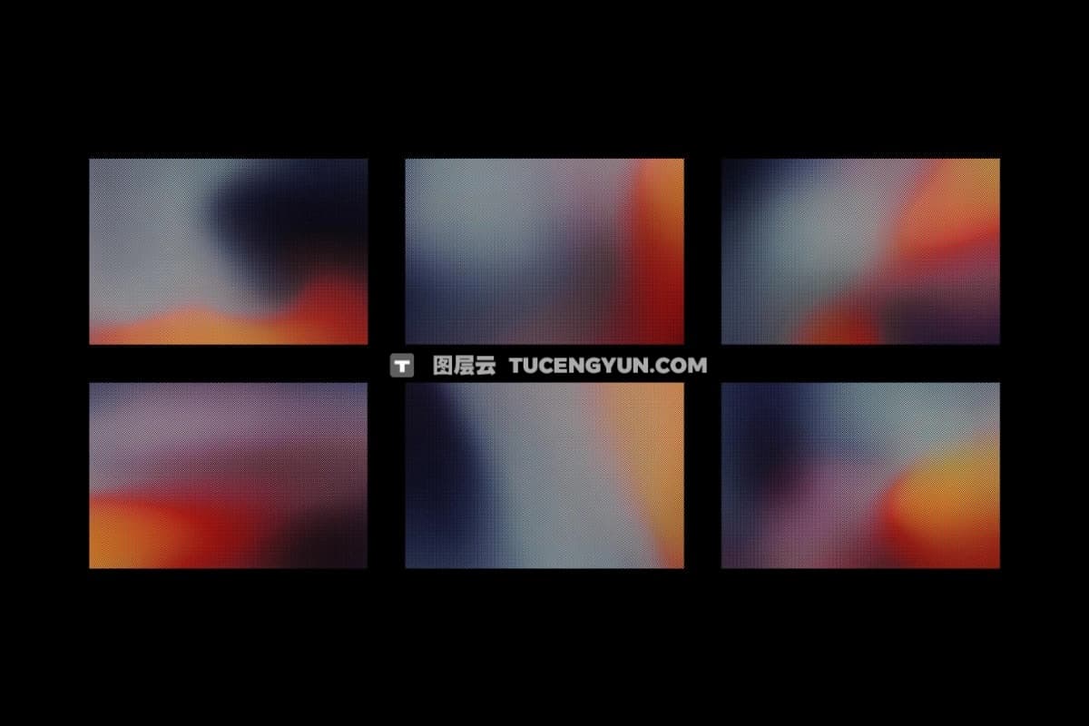 18个高质量复古弥散光渐变半调网格点阵JPG背景肌理图片素材 Gradient Halftone Textures（14107）图层云