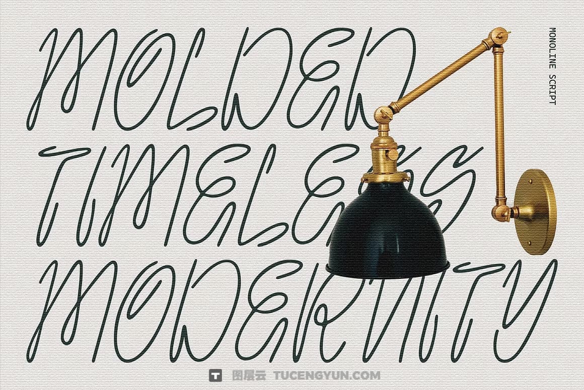 英文字体：精致自然风格流畅手写连笔logo标题排版封面海报请柬设计字体 Monolanes font（14113）图层云