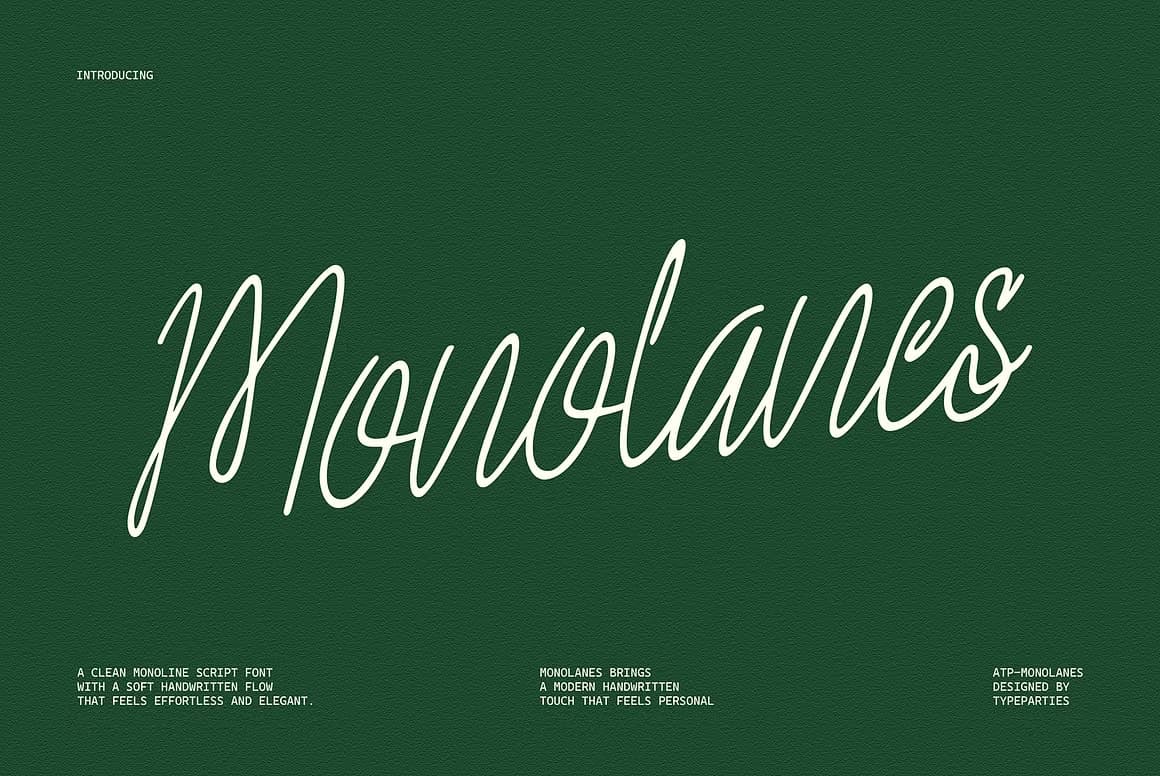 英文字体：精致自然风格流畅手写连笔logo标题排版封面海报请柬设计字体 Monolanes font（14113）