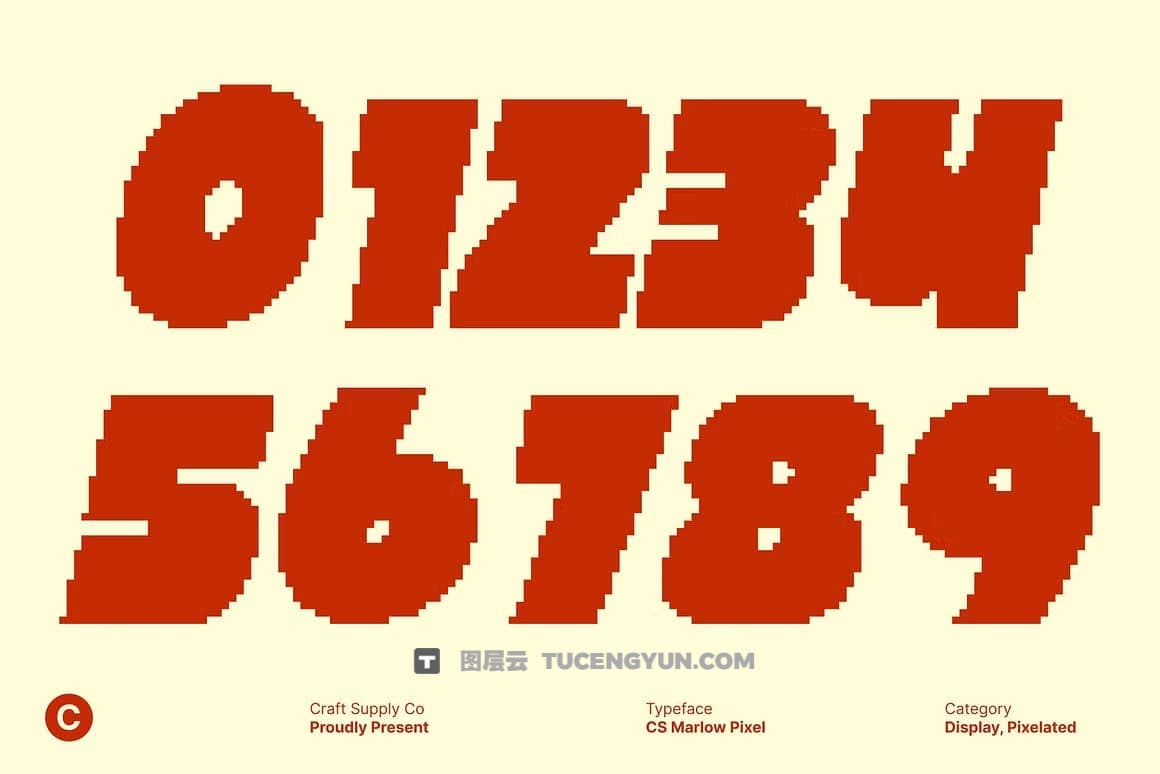 英文字体：大胆个性冲击像素感现代数字美学头条海报品牌形象设计字体 Marlow Pixel（14114）图层云
