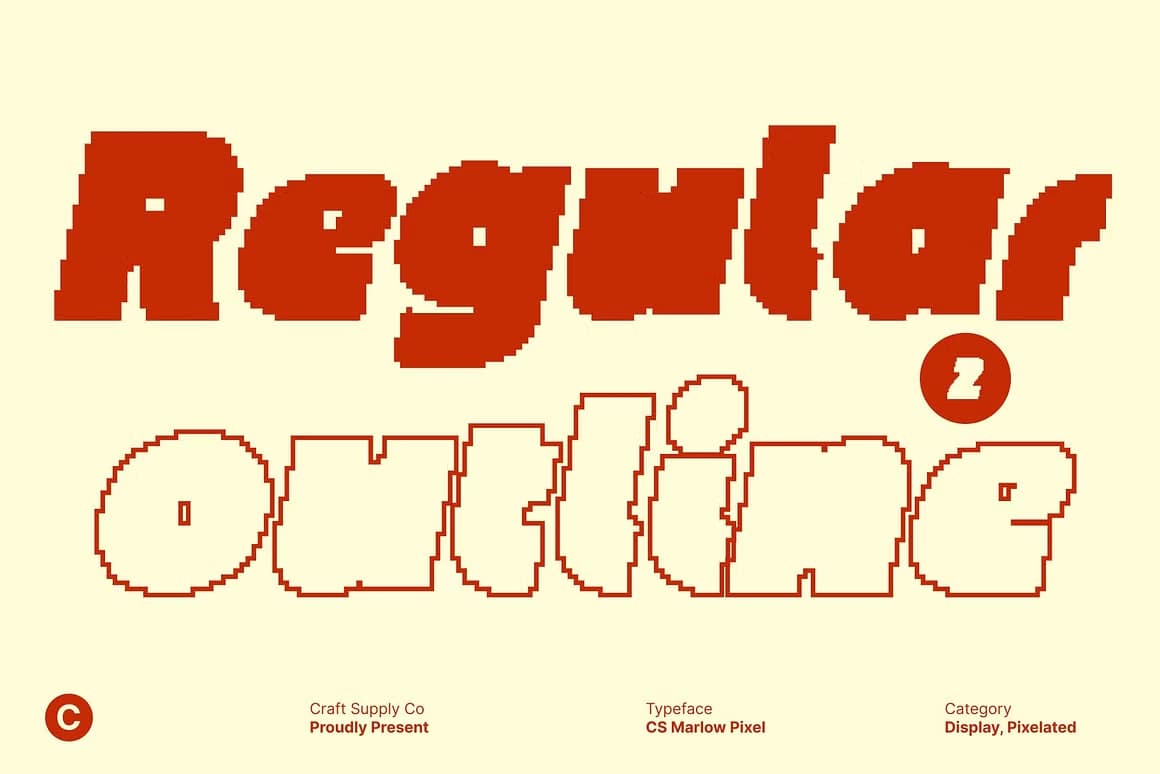 英文字体：大胆个性冲击像素感现代数字美学头条海报品牌形象设计字体 Marlow Pixel（14114）