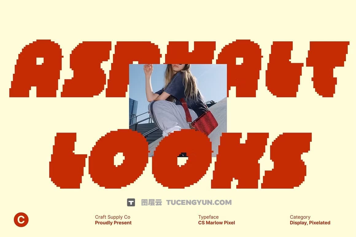 英文字体：大胆个性冲击像素感现代数字美学头条海报品牌形象设计字体 Marlow Pixel（14114）图层云