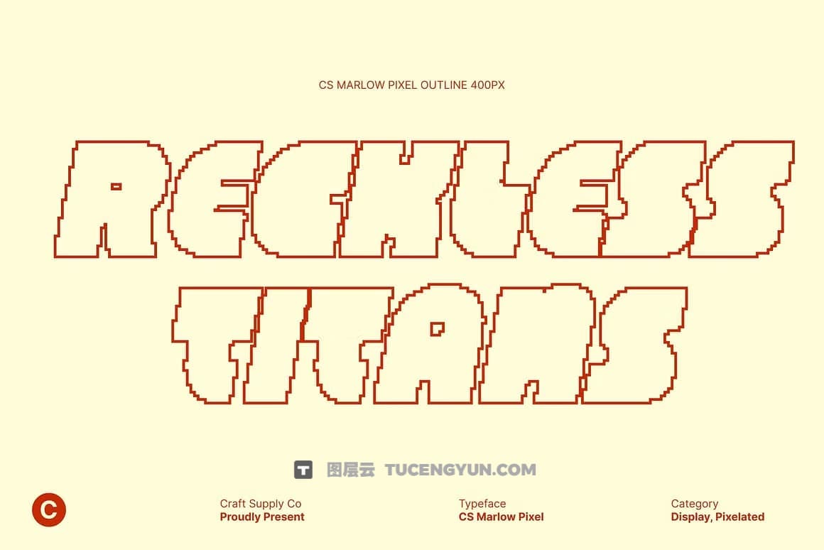 英文字体：大胆个性冲击像素感现代数字美学头条海报品牌形象设计字体 Marlow Pixel（14114）图层云