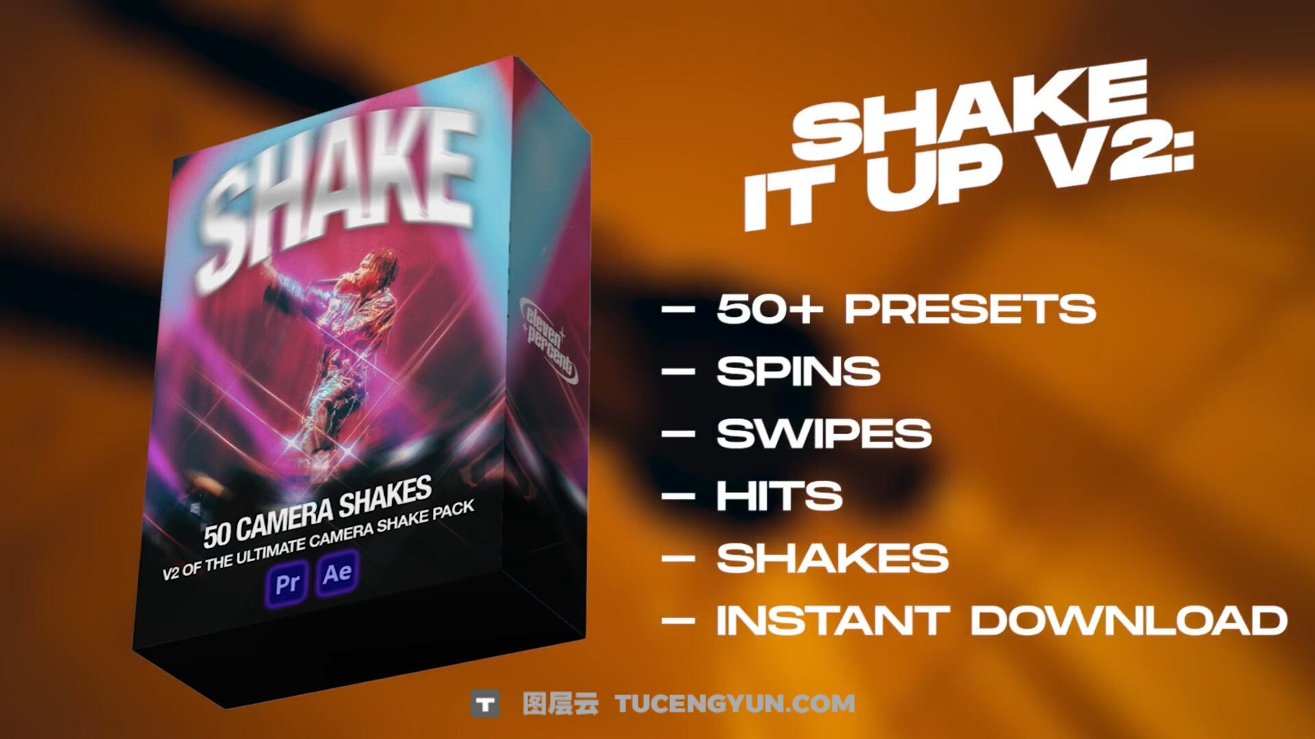 嘻哈说唱风格画面抖动对焦摇晃弹出命中颠簸震动效果转场过渡AE/PR预设包 ElevenPercent – Shake It Up V2（14129）图层云