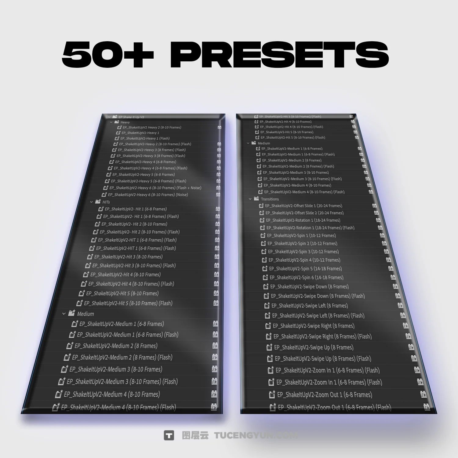 嘻哈说唱风格画面抖动对焦摇晃弹出命中颠簸震动效果转场过渡AE/PR预设包 ElevenPercent – Shake It Up V2(14129)图层云 嘻哈说唱风格画面抖动对焦摇晃弹出命中颠簸震动效果转场过渡AE/PR预设包 ElevenPercent – Shake It Up V2(14129)图层云