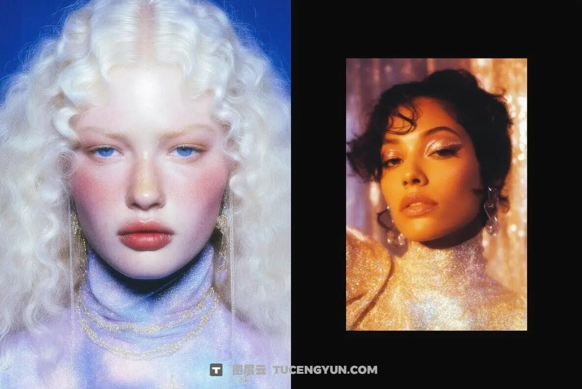 复古Y2K梦幻朦胧胶片颗粒星芒发光图片后期叠加滤镜PSD特效样机 Stars Soft Glowing Photo Effect（14140）图层云