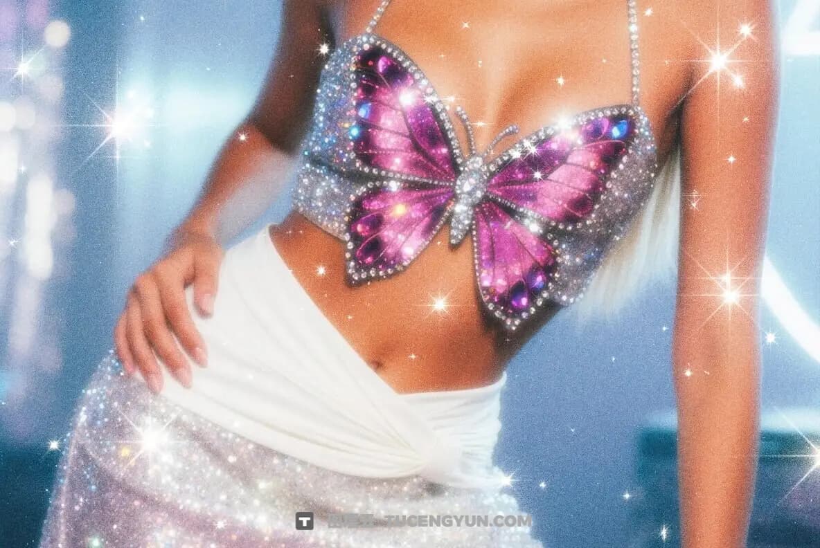 复古Y2K梦幻朦胧胶片颗粒星芒发光图片后期叠加滤镜PSD特效样机 Stars Soft Glowing Photo Effect（14140）图层云