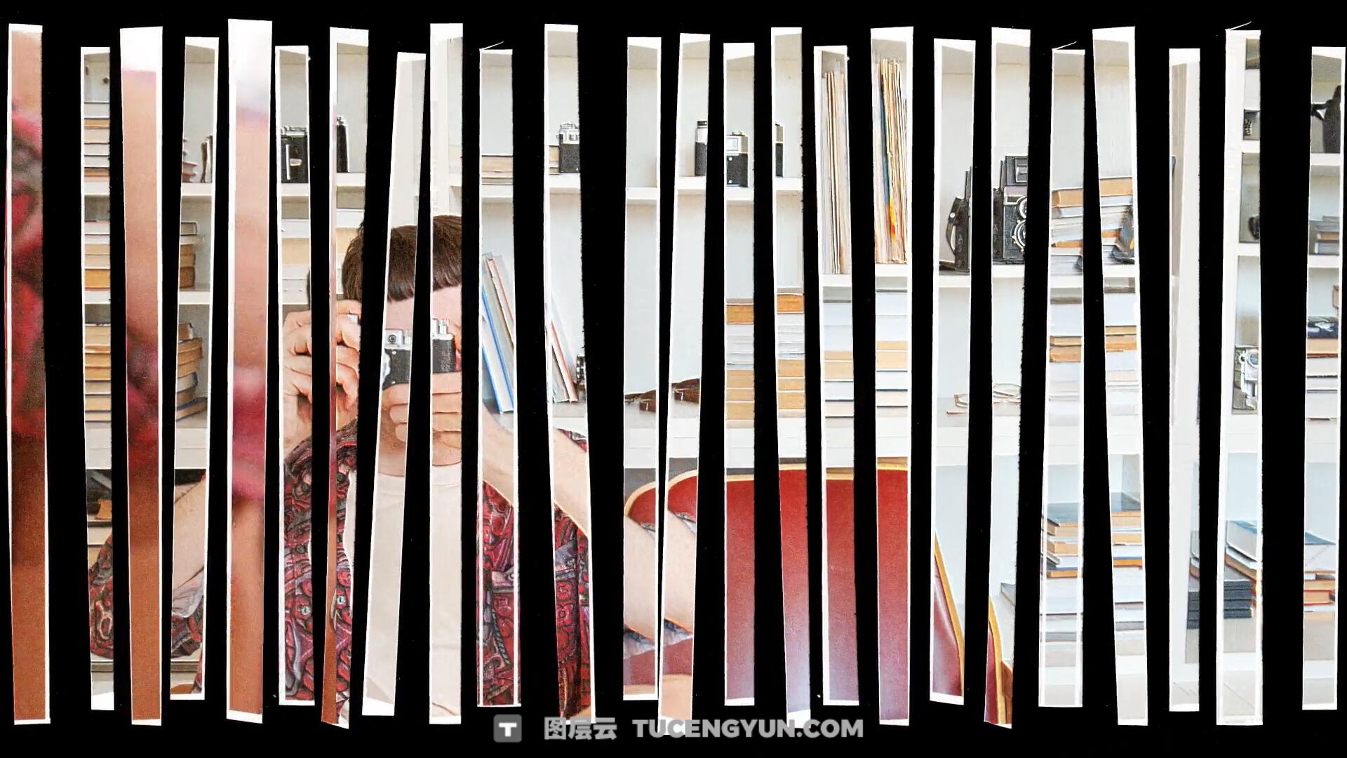 AE模板：16个复古拼贴艺术半色调风格创意纸张碎条横竖屏片头效果（14141）图层云