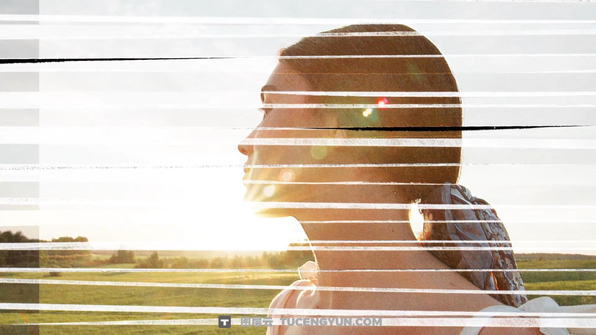 AE模板：16个复古拼贴艺术半色调风格创意纸张碎条横竖屏片头效果（14141）图层云