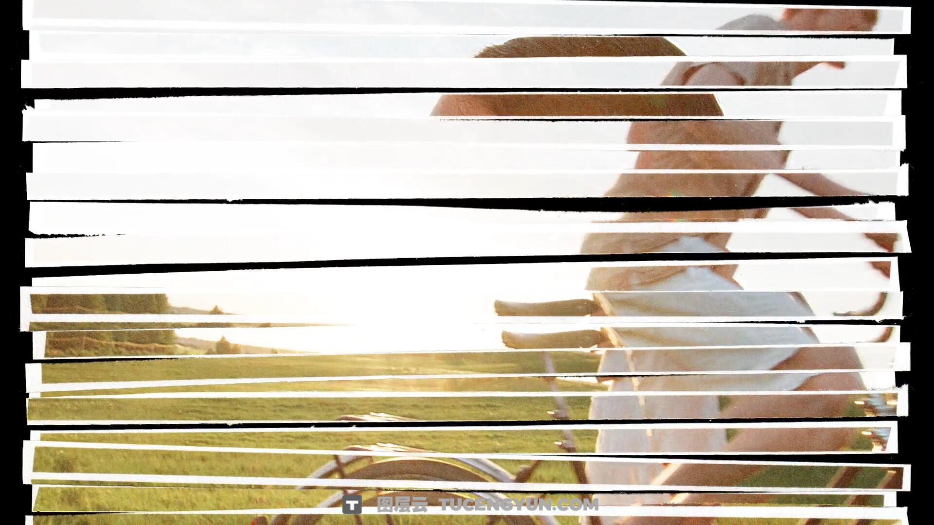 AE模板：16个复古拼贴艺术半色调风格创意纸张碎条横竖屏片头效果（14141）图层云