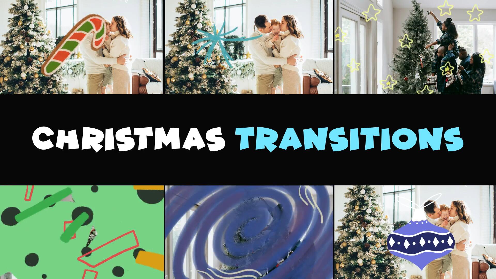 AE/PR/FCPX/达芬奇模板：趣味圣诞节2D手绘卡通元素无缝过渡（14146）