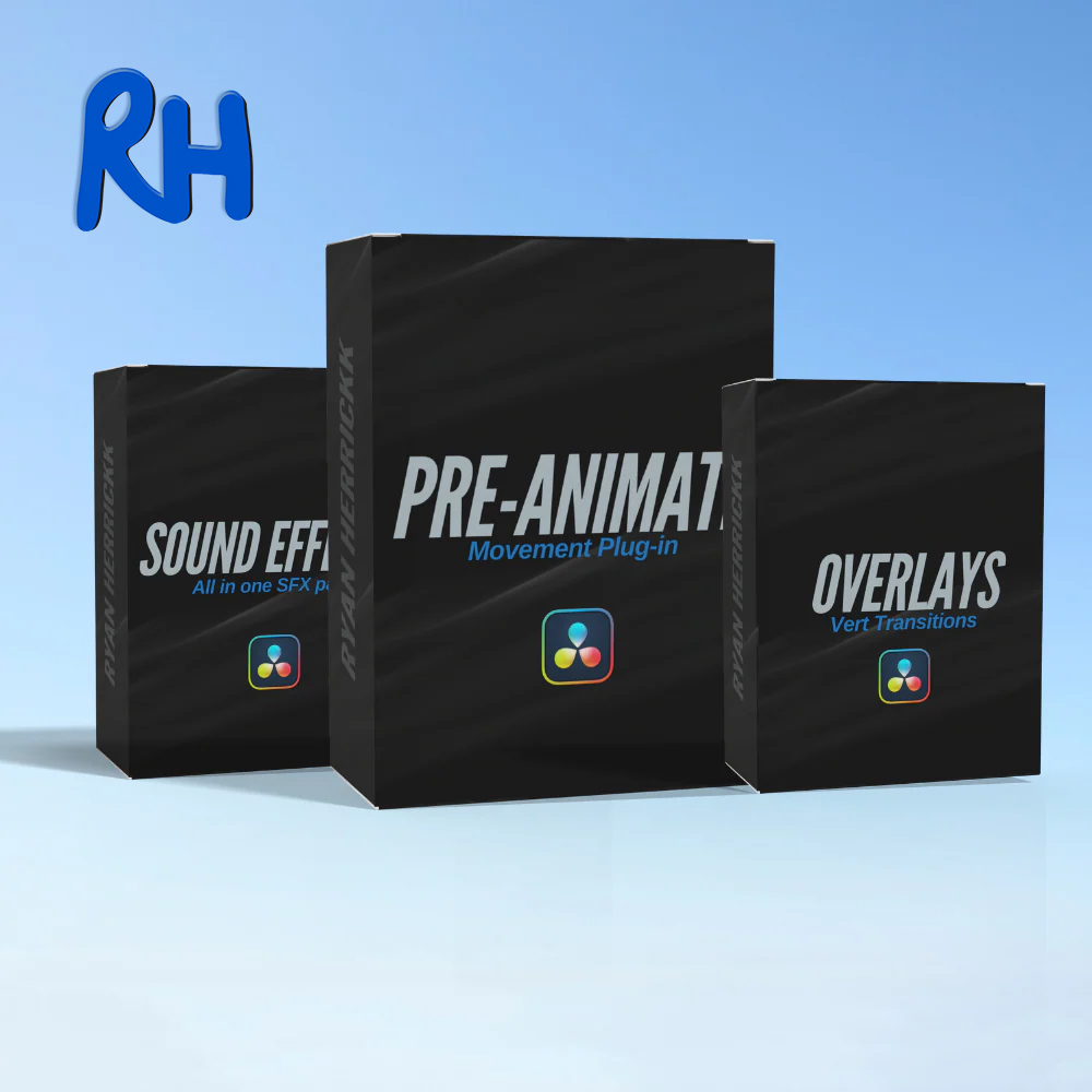 达芬奇预设：终极病毒式文字标题字幕动画预设+音效+叠加层 Ryan Herrick – ULTIMATE STARTER PACK（14151）