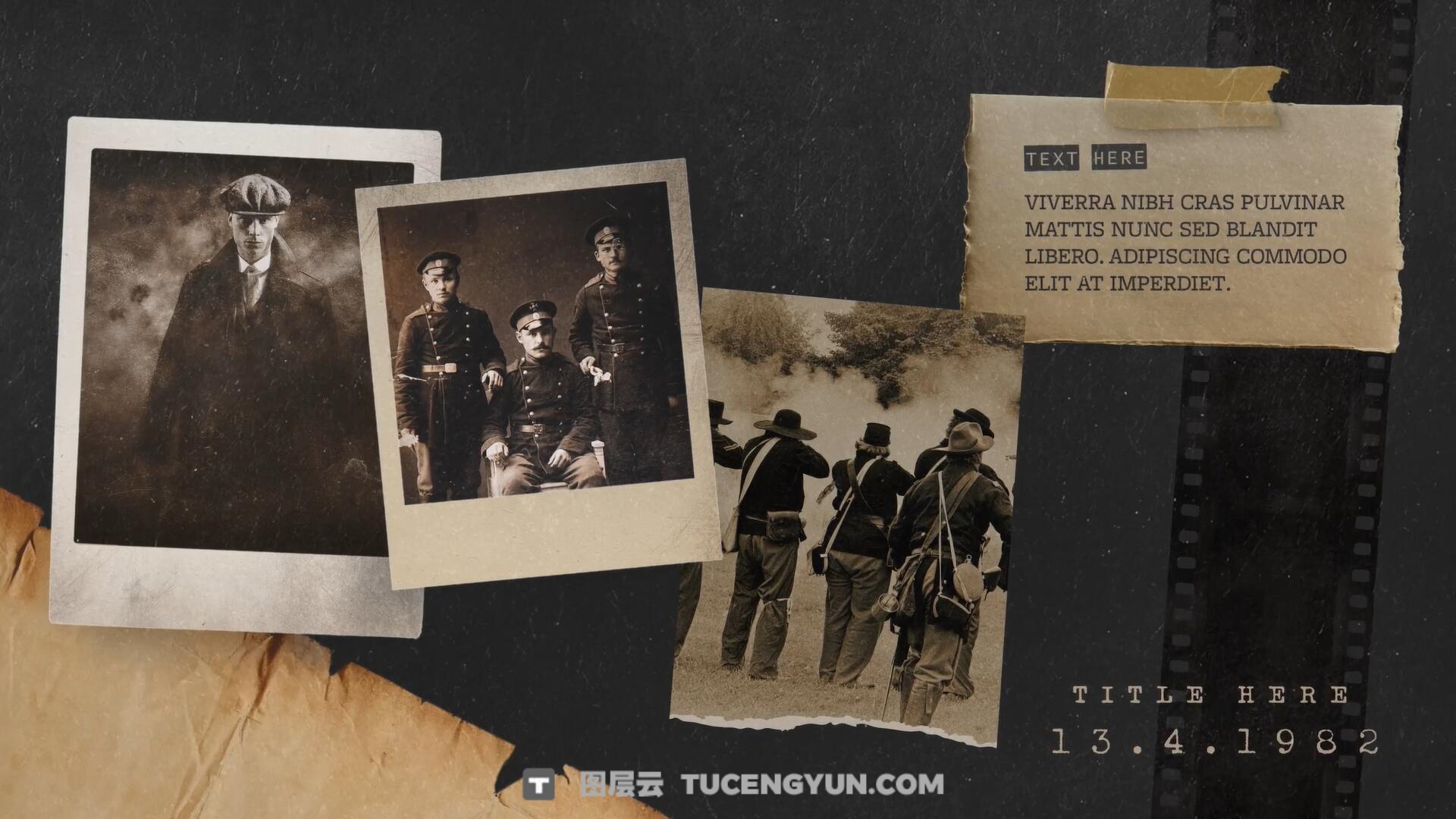 AE模板：复古风格老式打字机历史财经纪录片开场片头（14617）图层云