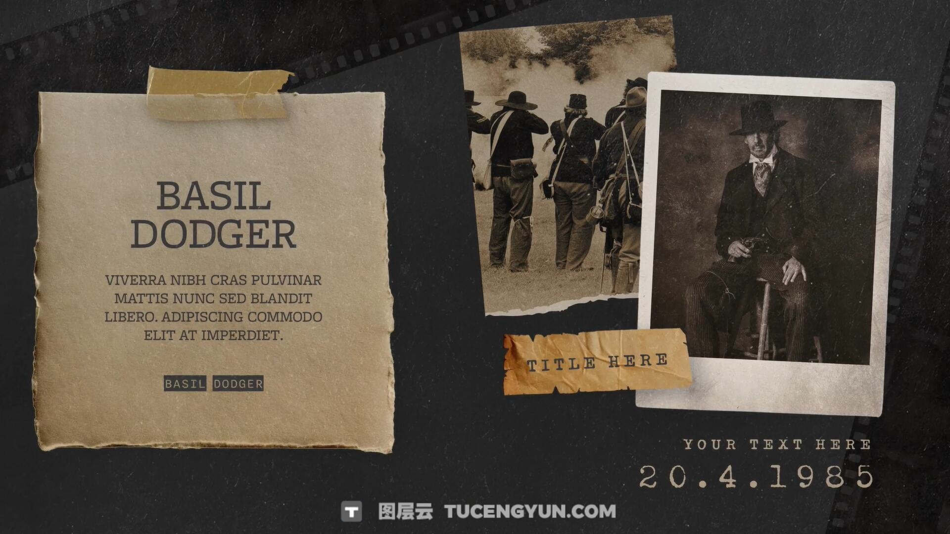 AE模板：复古风格老式打字机历史财经纪录片开场片头（14617）图层云