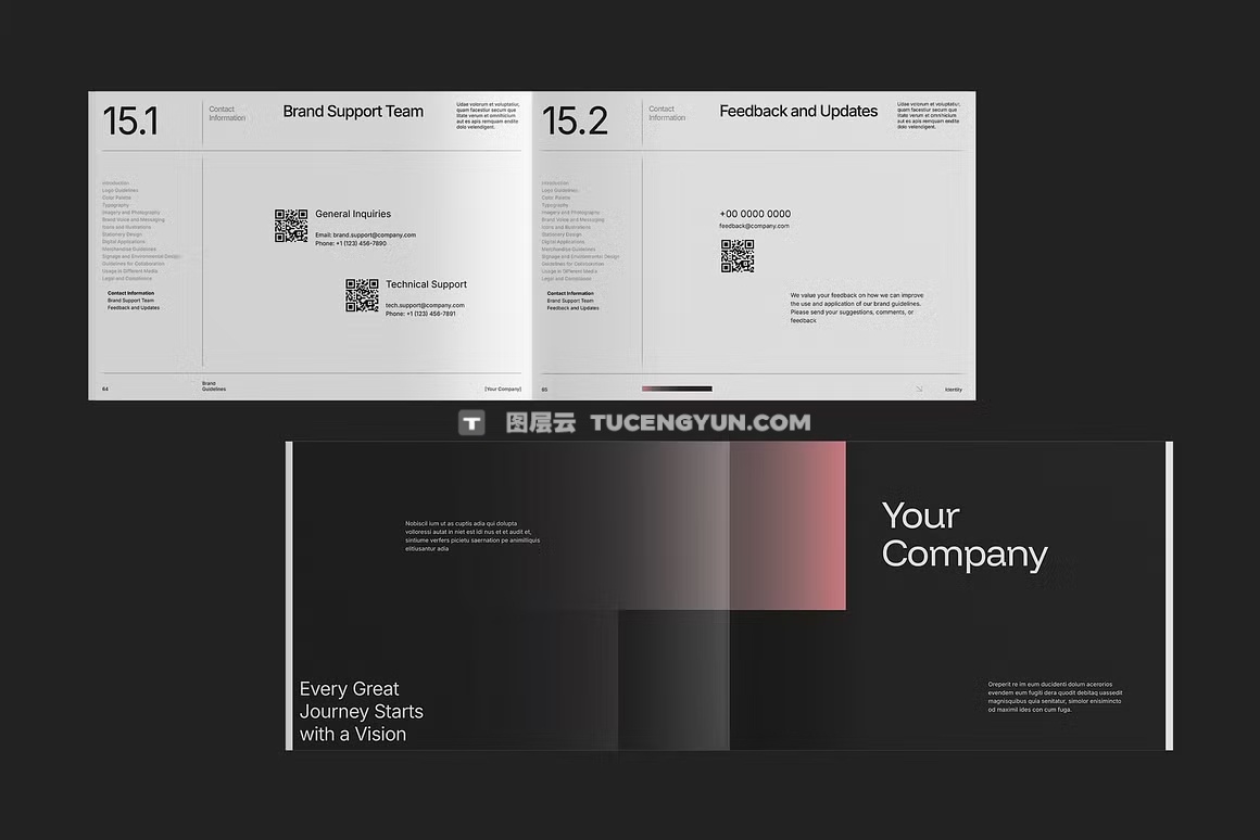 68页现代VI品牌指南手册项目提案营销作品集幻灯片设计展示Indesign模板素材 Brand Guidelines – Unioon（14198）图层云