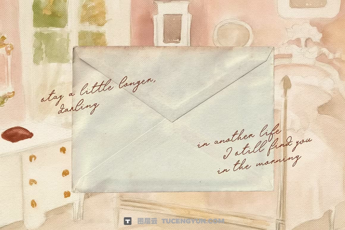 英文字体：真实自然流畅手写连笔logo徽标标题排版海报封面设计字体 Dear Amora Handwritten Script（14203）图层云