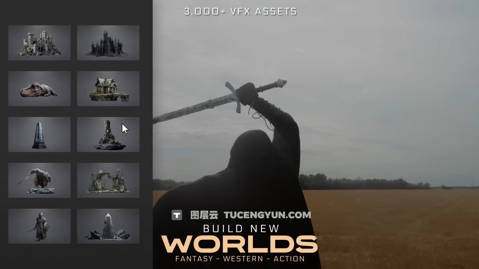 2900张高品质奇幻·西部·动作电影场景特效CG合成透明PNG图片素材4K视觉捆绑包 Bigfilms – WORLDS – 2 Set Extension Packs (Vol. 4 + 5 + 6)（14204）图层云