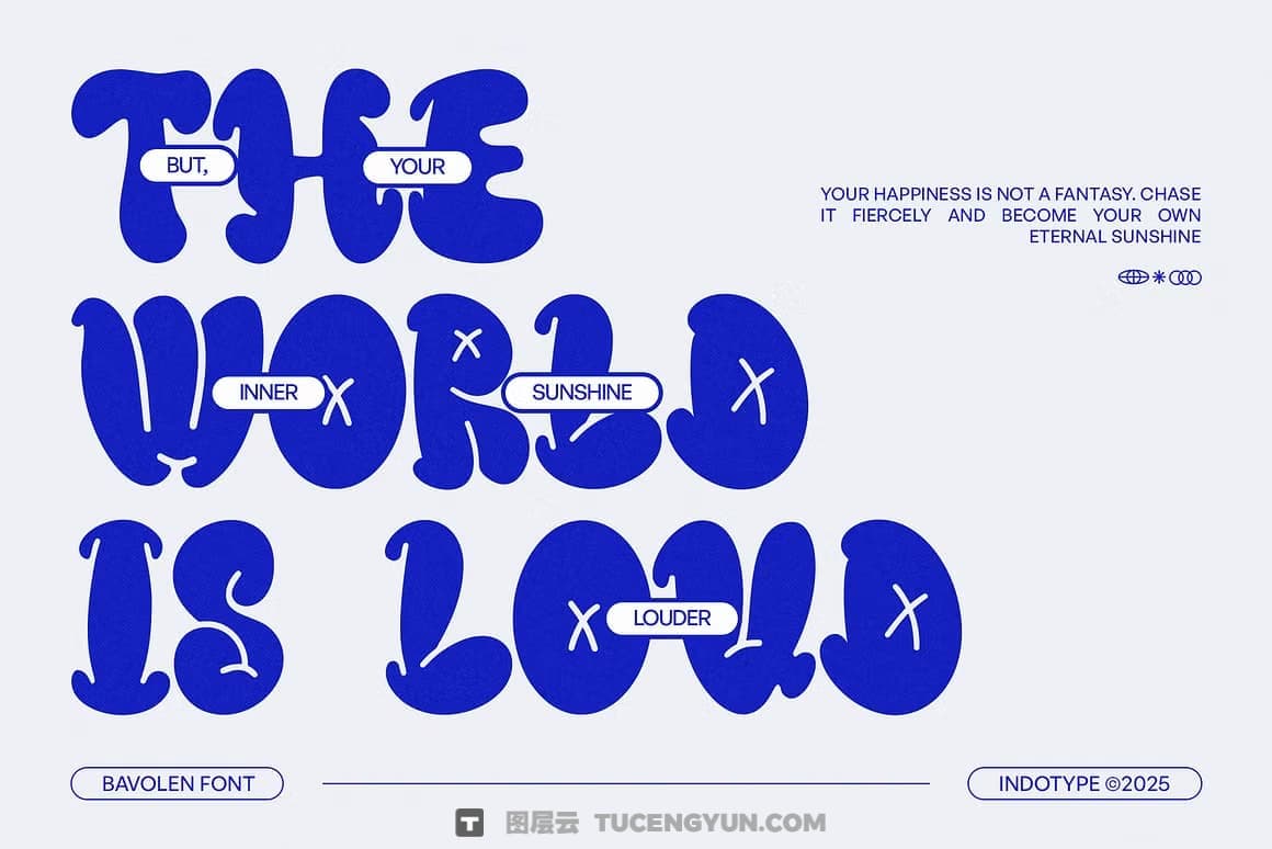 英文字体：复古趣味气泡涂鸦卡通标题海报包装品牌无衬线手写装饰封面海报设计字体 Bavolen – Bubble Graffiti Font（14206）图层云