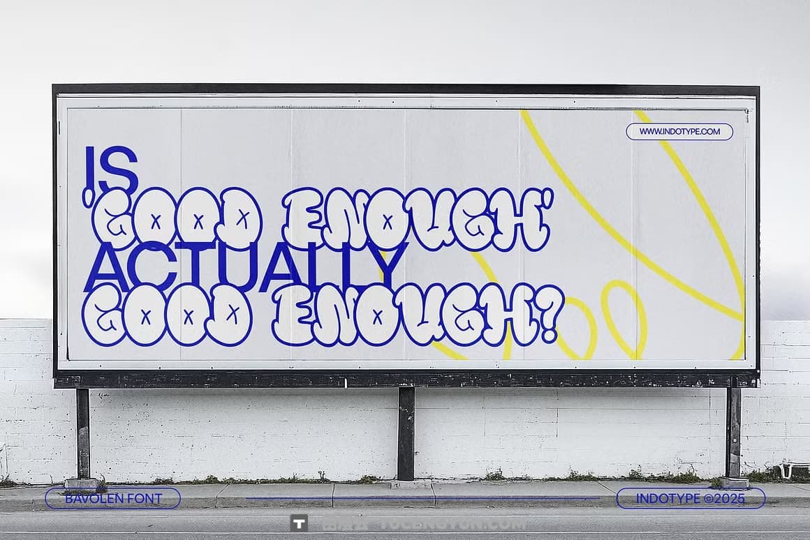 英文字体：复古趣味气泡涂鸦卡通标题海报包装品牌无衬线手写装饰封面海报设计字体 Bavolen – Bubble Graffiti Font（14206）图层云