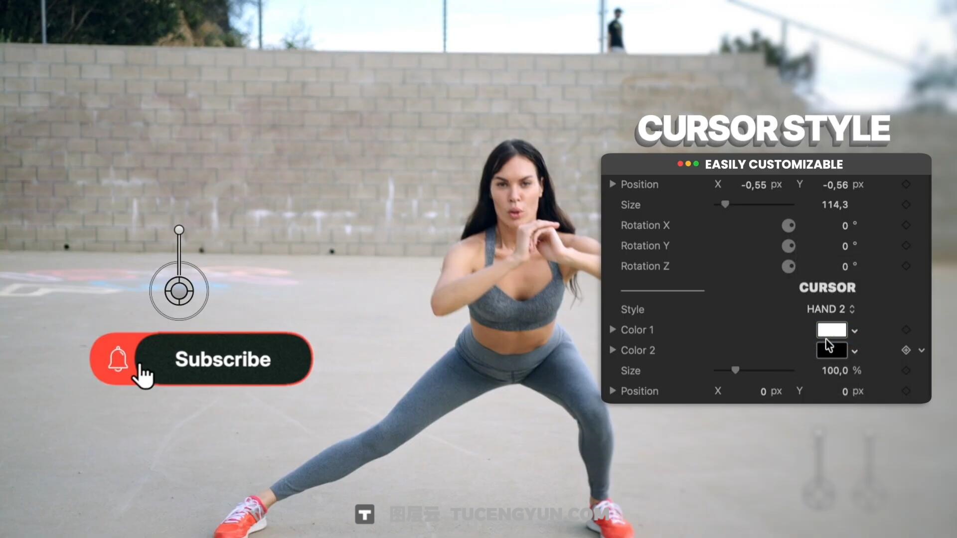 FCPX插件：45个极简主义现代视频互动鼠标点击、关注、转化效果文字标题字幕动画 Calls to Action（14221）图层云