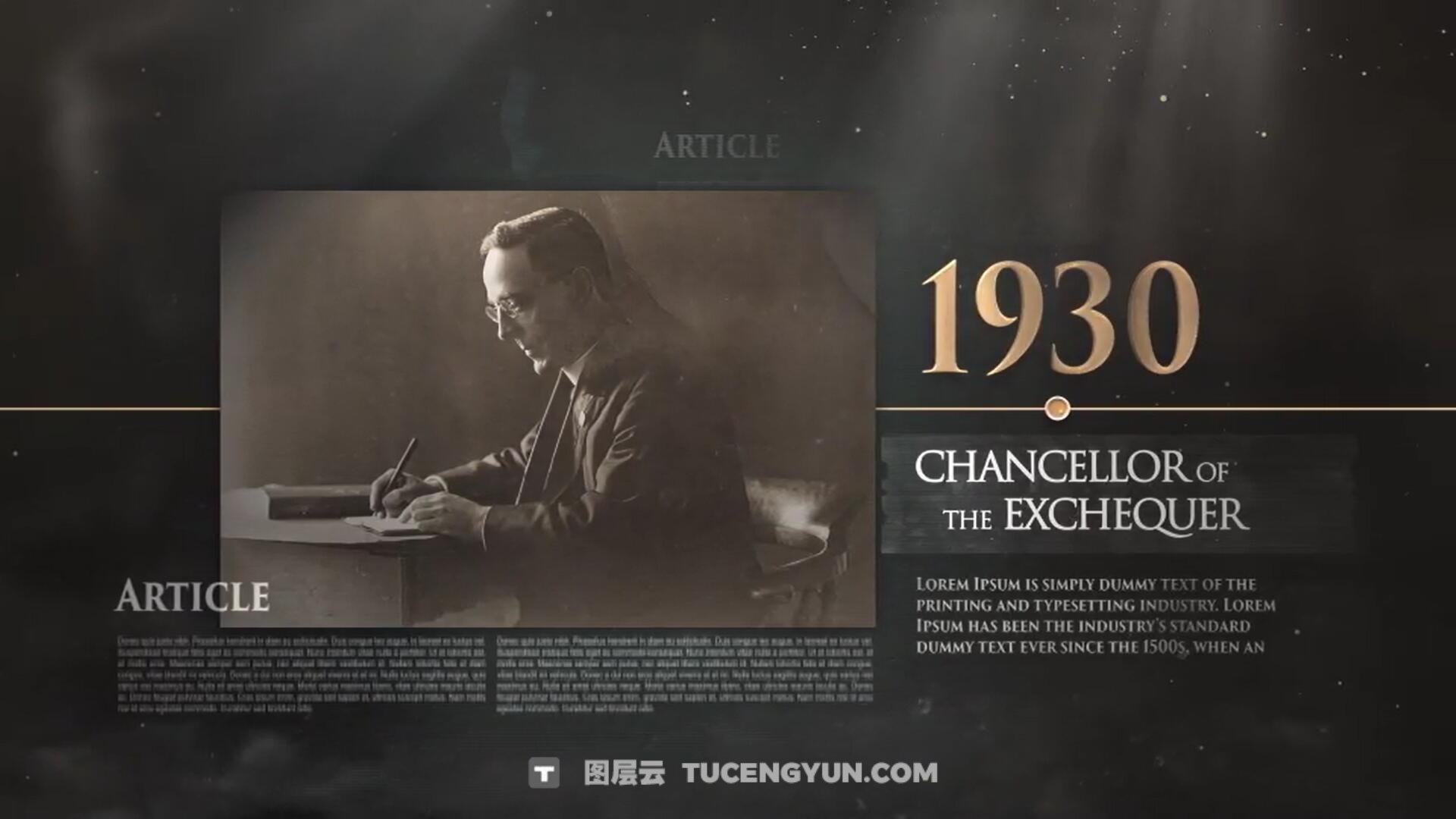 AE模板：真实历史财经纪录片时间轴大事记时间线动画模板（14225）图层云