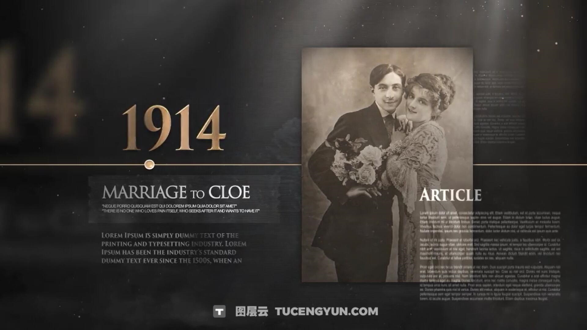 AE模板：真实历史财经纪录片时间轴大事记时间线动画模板（14225）图层云