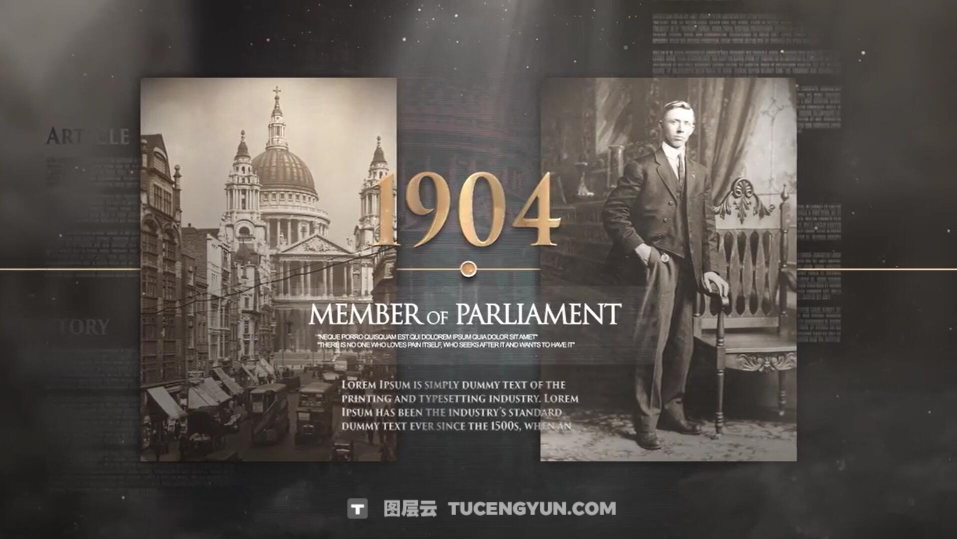 AE模板：真实历史财经纪录片时间轴大事记时间线动画模板（14225）图层云